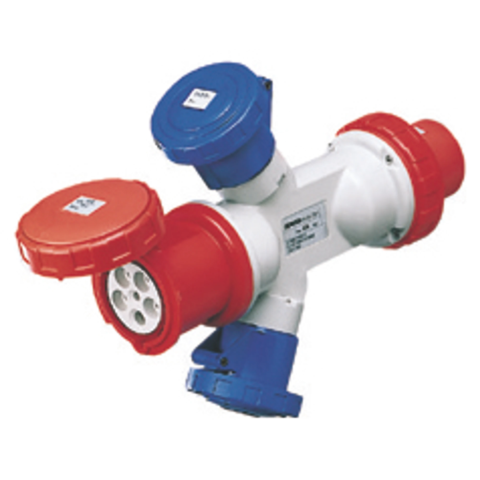 GEWISS GW64065 MULTIPLE-SOCKET ADAPTOR IP67 - PLUG 3P+N+E 63A 400V ac 50/60HZ - 2 SOCKET-OUTLETS 2P+E 32A 230V ac + 1 SOCKET-OUTLET 3P+N+E 63A 400V ac (img_001)