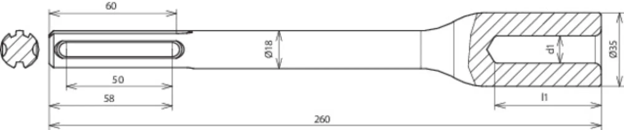 Dehn 620030 Hammer insert for earth rods D 20mm L 260mm for SDS-max (img_004) Dehn 620030 Hammer insert for earth rods D 20mm L 260mm for SDS-max (img_004)