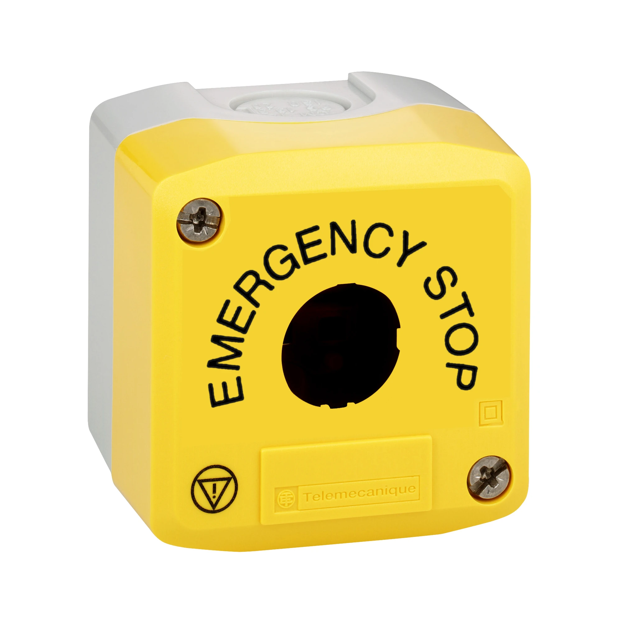 Schneider Electric XALK01H29 Empty enclosure, Harmony XALK, plastic, light grey, yellow, 1 hole, 22mm, EMERGENCY STOP (img_001) Schneider Electric XALK01H29 Empty enclosure, Harmony XALK, plastic, light grey, yellow, 1 hole, 22mm, EMERGENCY STOP (img_001)