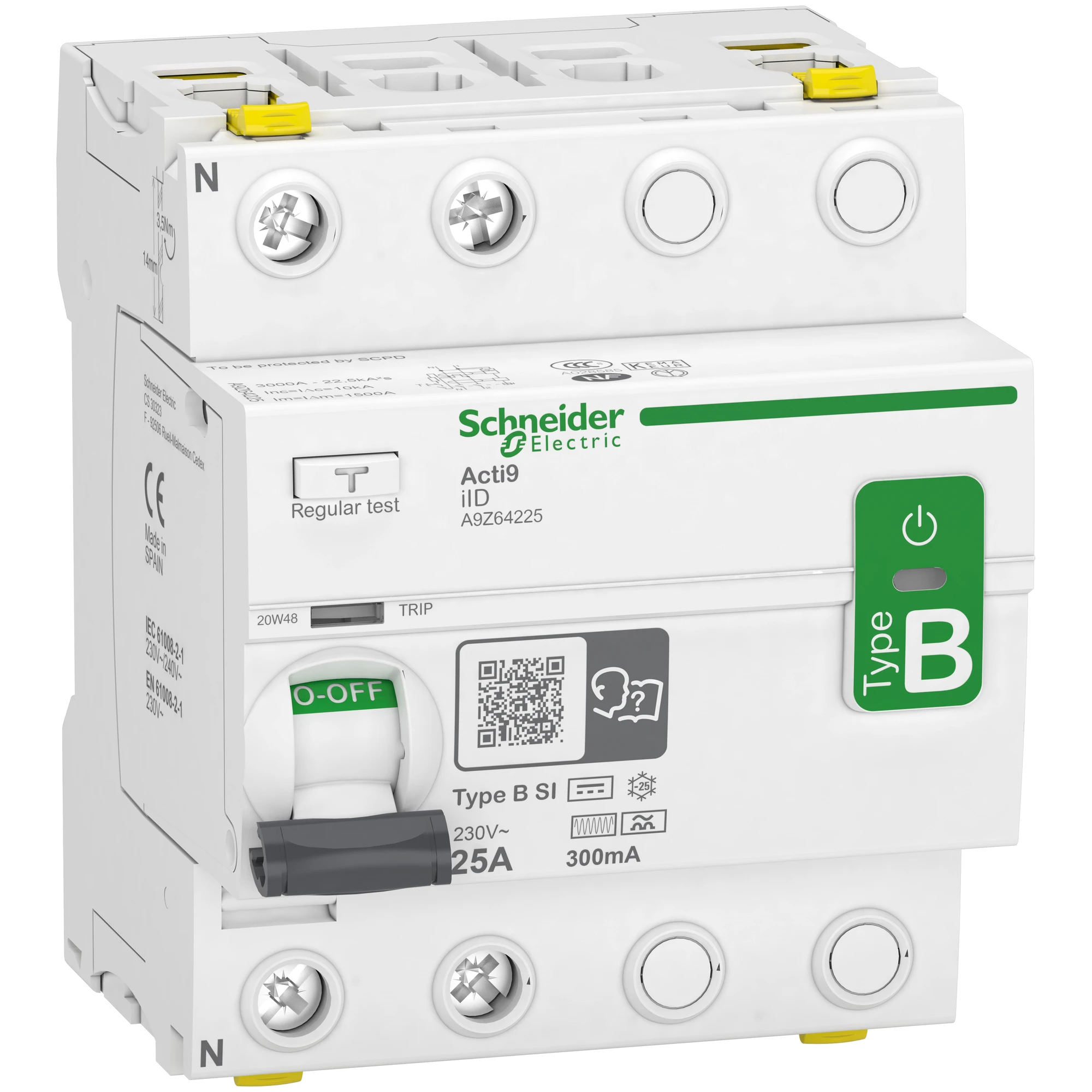 Schneider Electric A9Z64225 Residual Current Circuit Breaker All-Current Sensitive iID, 2P, 25A, Type B-SI, 300mA (img_001) Schneider Electric A9Z64225 Residual Current Circuit Breaker All-Current Sensitive iID, 2P, 25A, Type B-SI, 300mA (img_001)