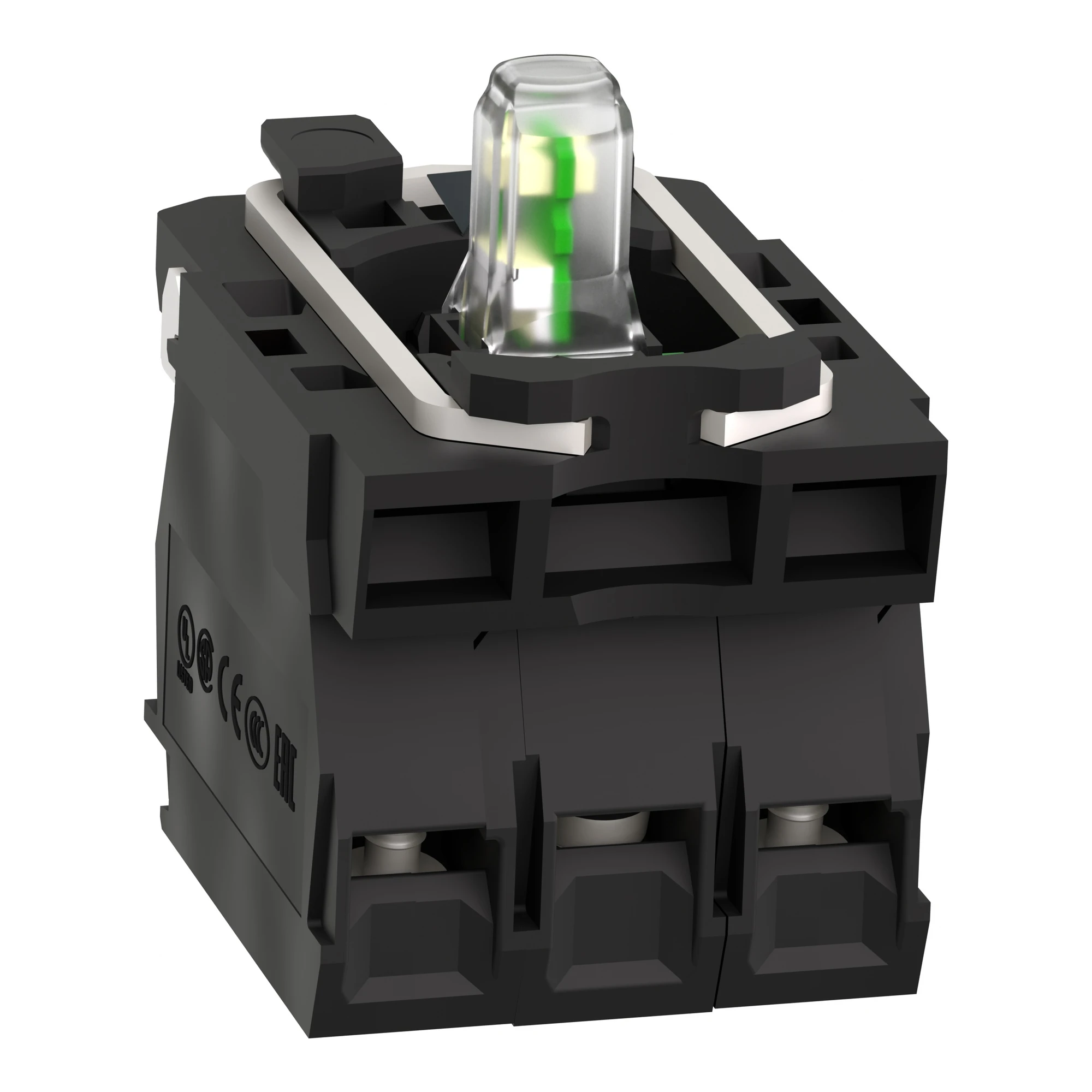 Schneider Electric ZB5AW0G15 Auxiliary Contact Block, Harmony XB5, Plastic, White, Universal LED, With Mounting Flange, 1NC + 1NO, 110-120V AC (img_007) Schneider Electric ZB5AW0G15 Auxiliary Contact Block, Harmony XB5, Plastic, White, Universal LED, With Mounting Flange, 1NC + 1NO, 110-120V AC (img_007)