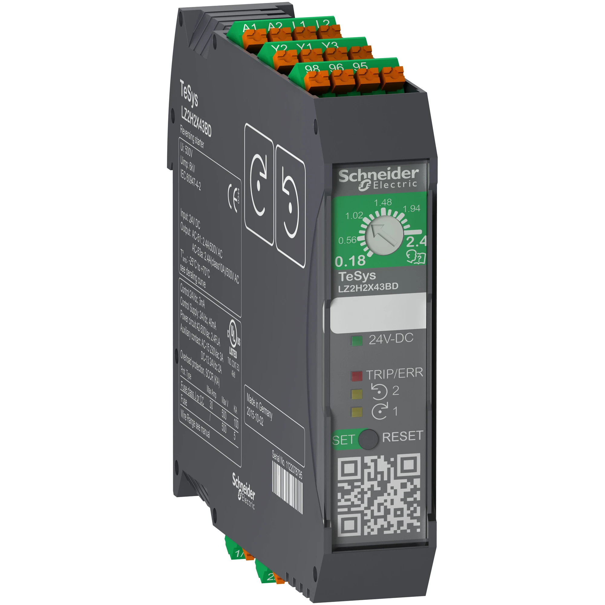 Schneider Electric LZ2H2X43BD Reversing Starter TeSys H 0.75kW-400V Actuation 24VDC Spring (img_001)