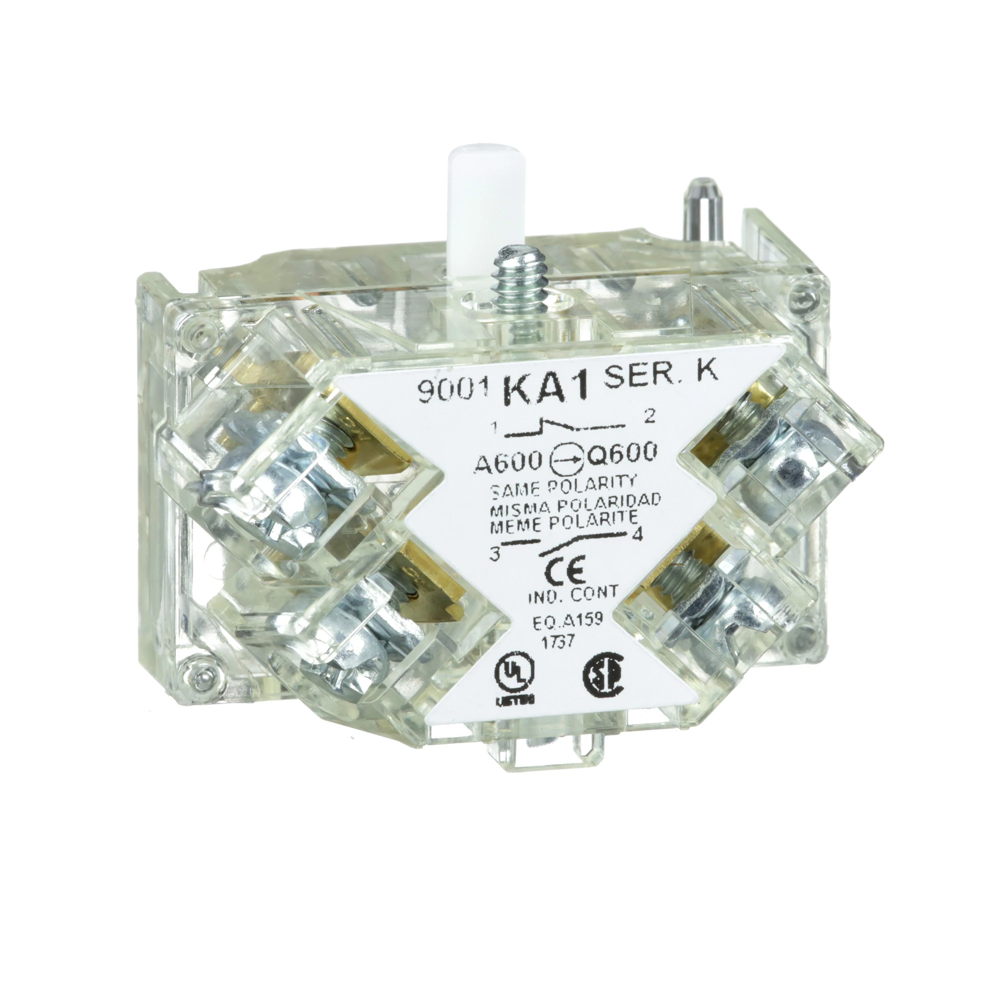 Schneider Electric 9001KA1 Auxiliary contact block with enclosed terminals, 9001K, 1NO standard, silver alloy (img_001)