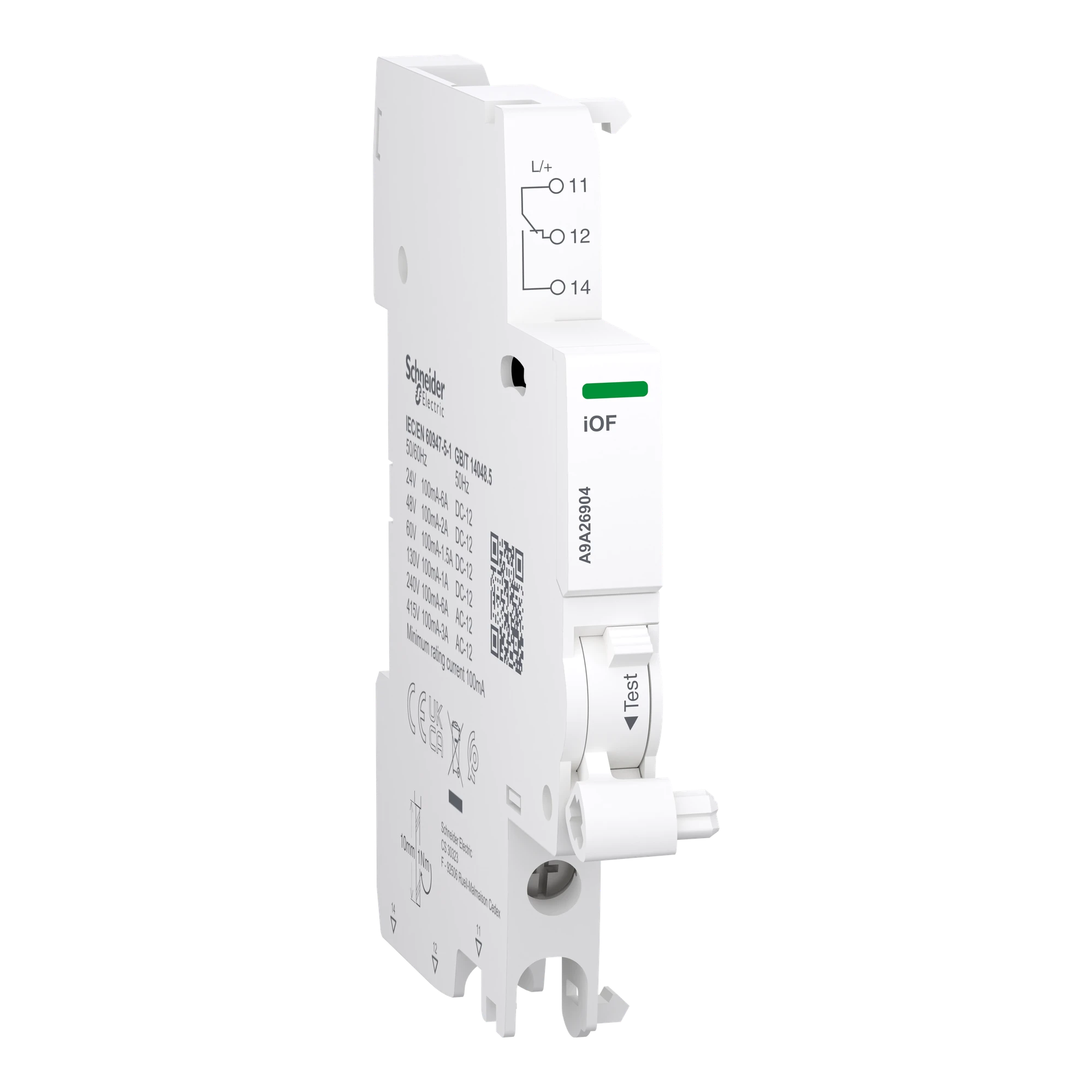 Schneider Electric A9A26904 Auxiliary contact, Acti9, iOF, 100mA to 6A, 24VAC to 415VAC, 24-130VDC, bottom connection (img_001) Schneider Electric A9A26904 Auxiliary contact, Acti9, iOF, 100mA to 6A, 24VAC to 415VAC, 24-130VDC, bottom connection (img_001)
