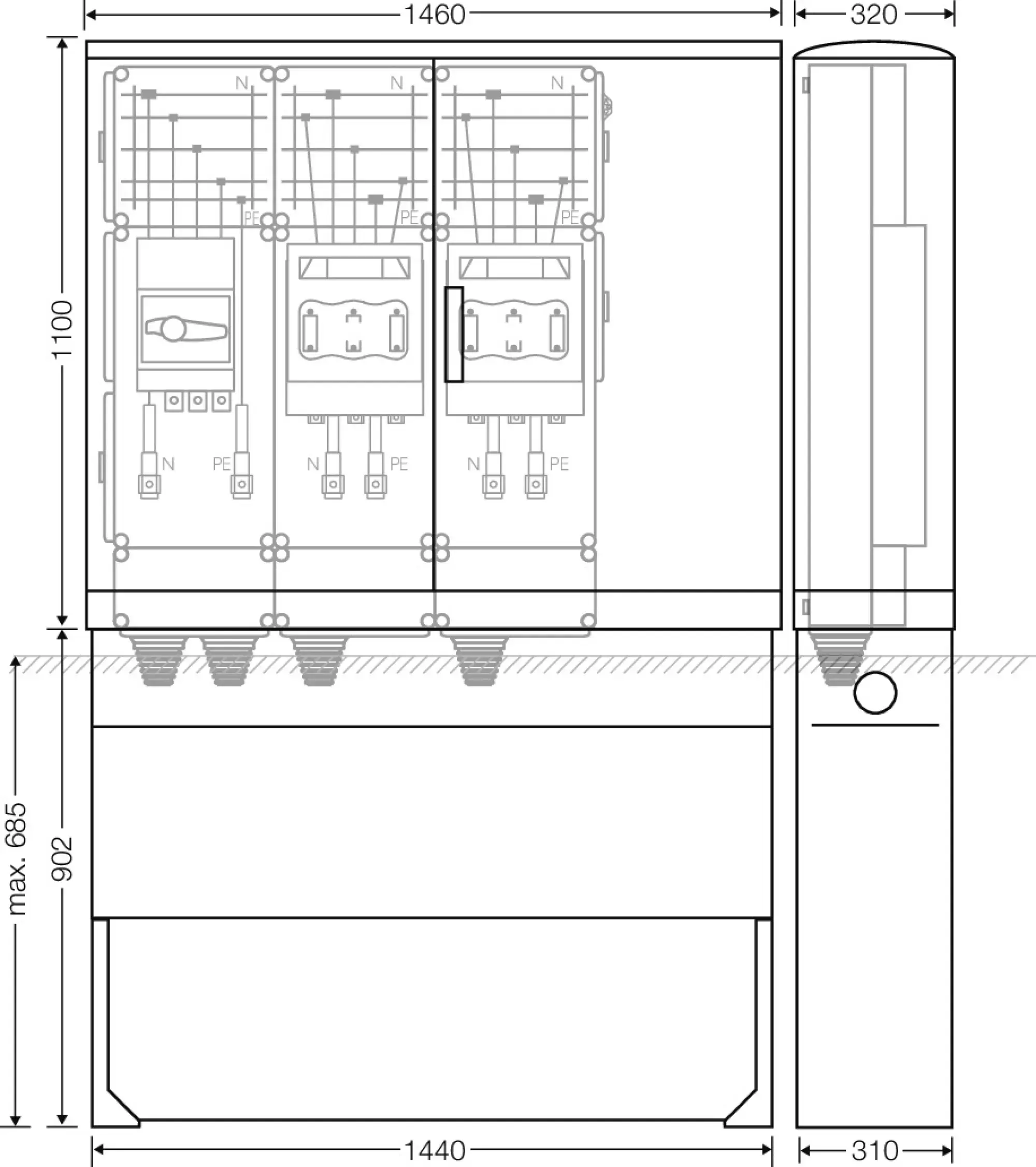 Hensel 65000246 Ladeverteiler für bis zu 2 Ladepunkte à 200 kW Mi EV 200kW 2010 (img_002)