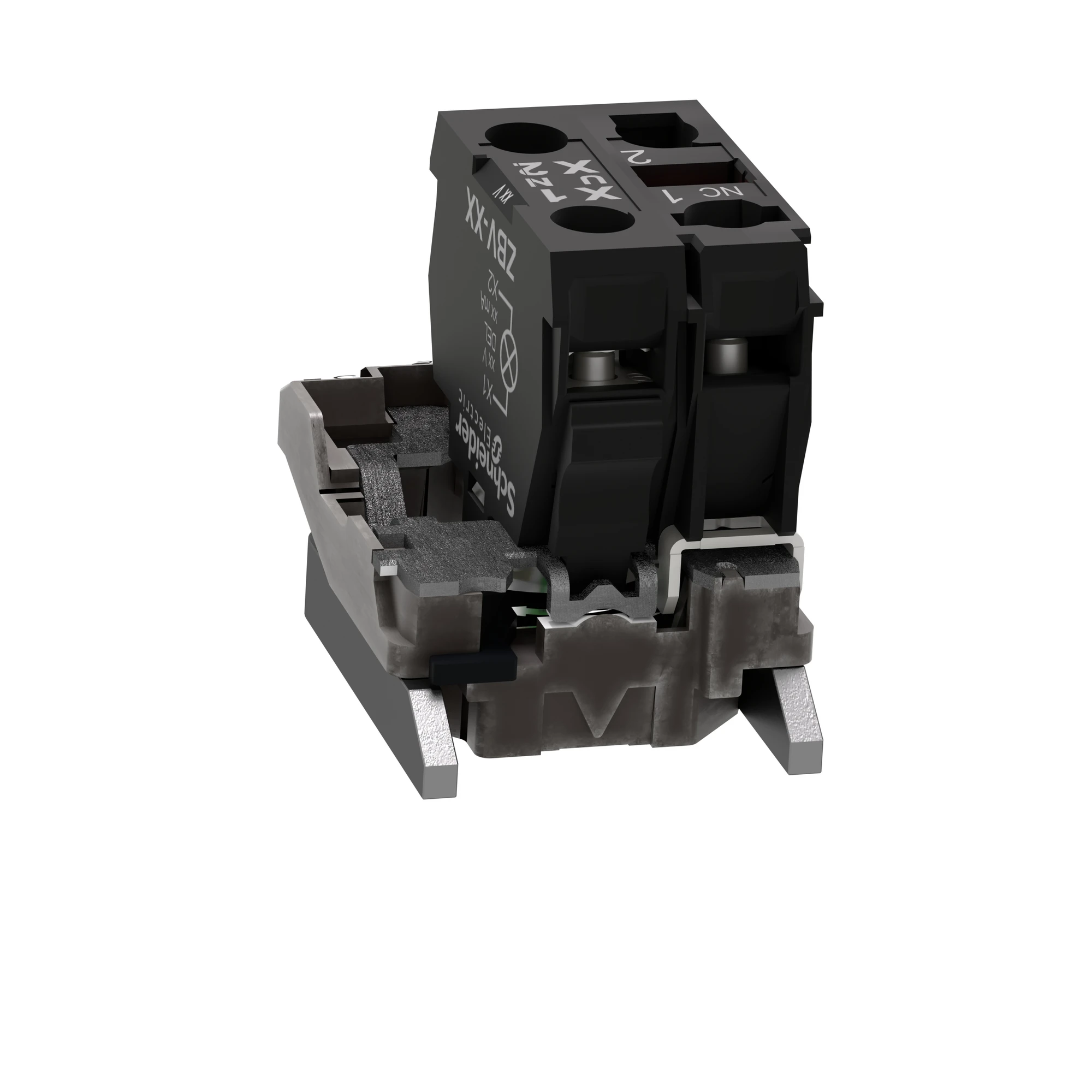 Schneider Electric ZB4BW0G12 Auxiliary contact block with mounting flange, Harmony XB4, metal, white, universal LED, 1NC, 110-120V AC (img_007) Schneider Electric ZB4BW0G12 Auxiliary contact block with mounting flange, Harmony XB4, metal, white, universal LED, 1NC, 110-120V AC (img_007)