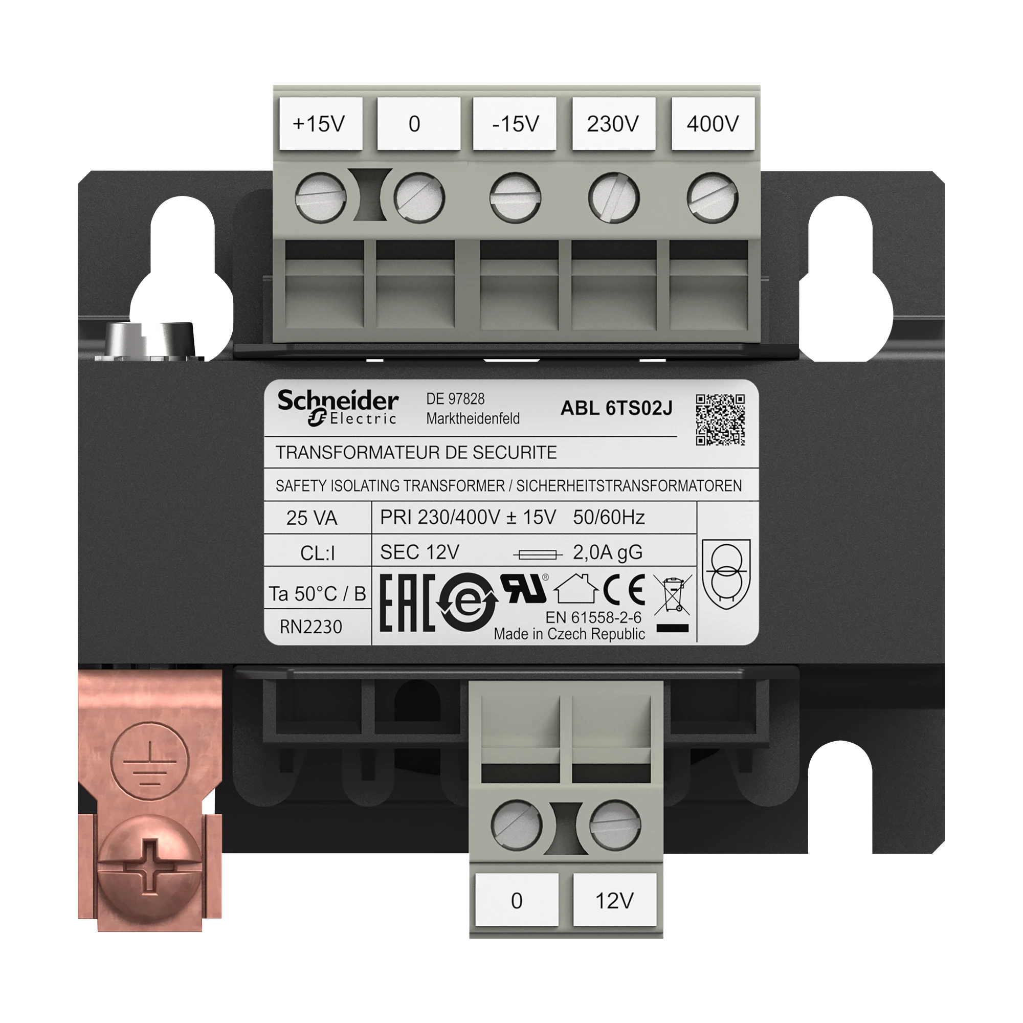 Schneider Electric ABL6TS02J Safety Isolation Transformer, Modicon ABL6, Input 230/400V AC, Output 12V AC, 25VA (img_007)