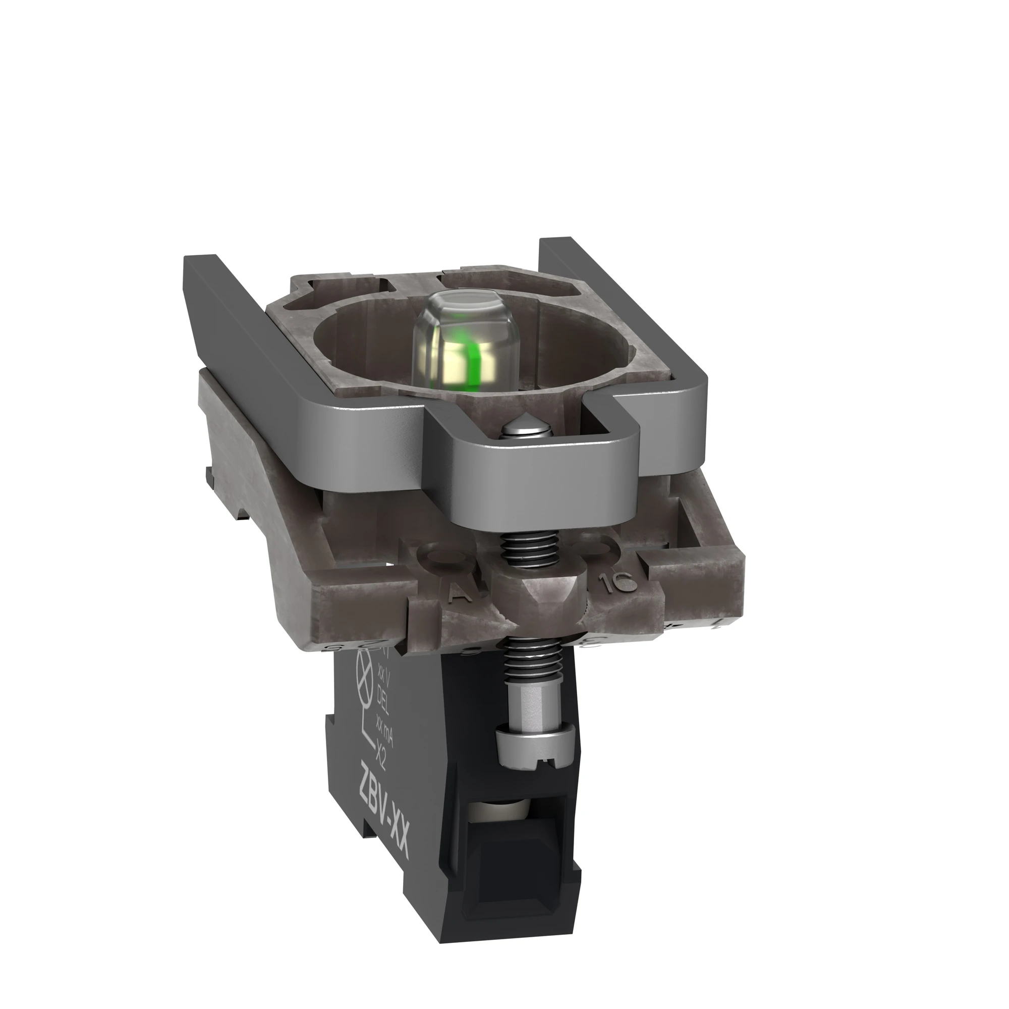 Schneider Electric ZB4BV18M1 Lamp base with mounting flange, Harmony XB4, metal, flashing light, white, universal LED, screw terminal, 230V AC (img_007)