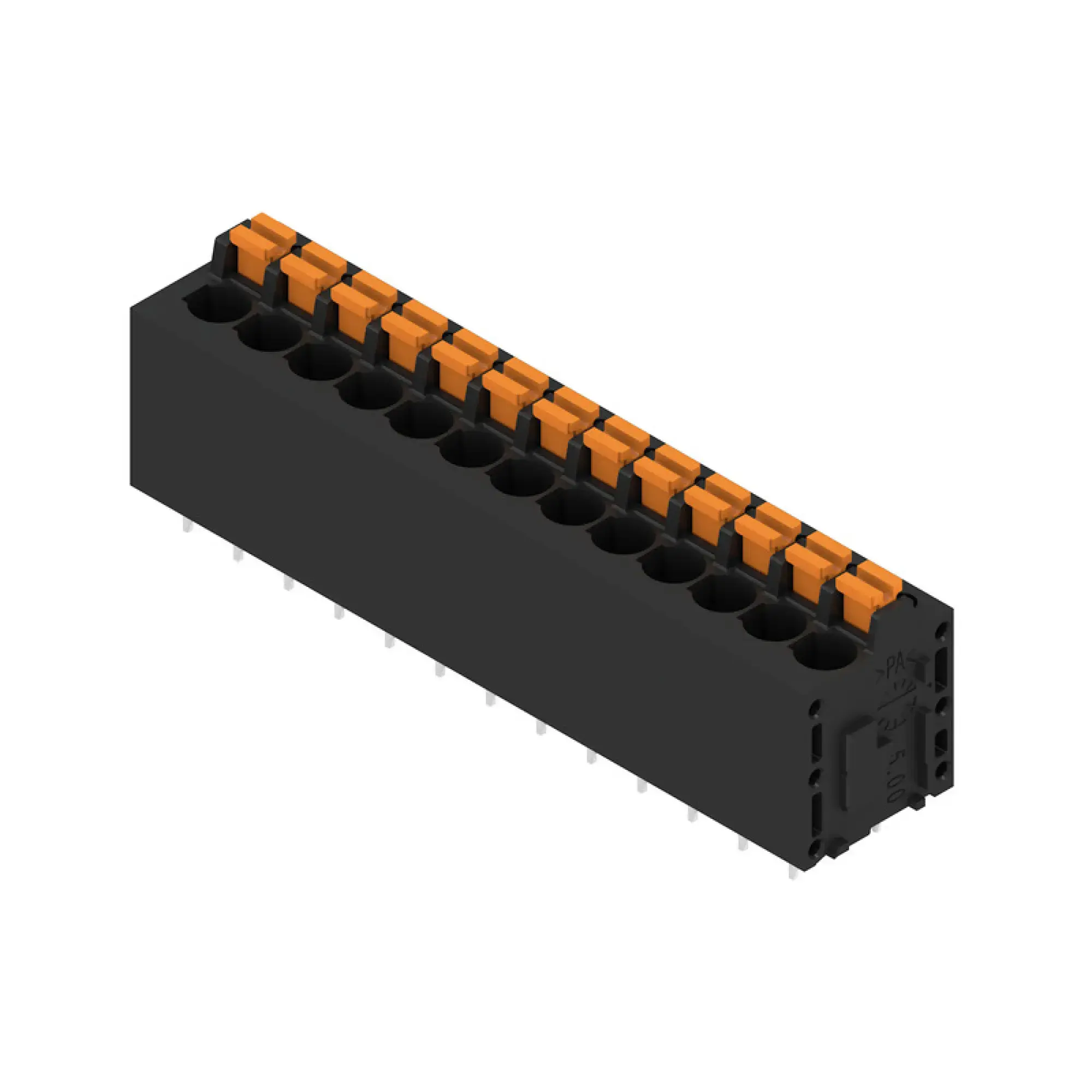 Weidmüller 1425150000 PCB terminal, 320 V, 24 A, Pitch in mm: 5.00, 2.5 mm², Number of poles: 13, PUSH IN with actuator, THT solder connection, 180°, Box (img_001)