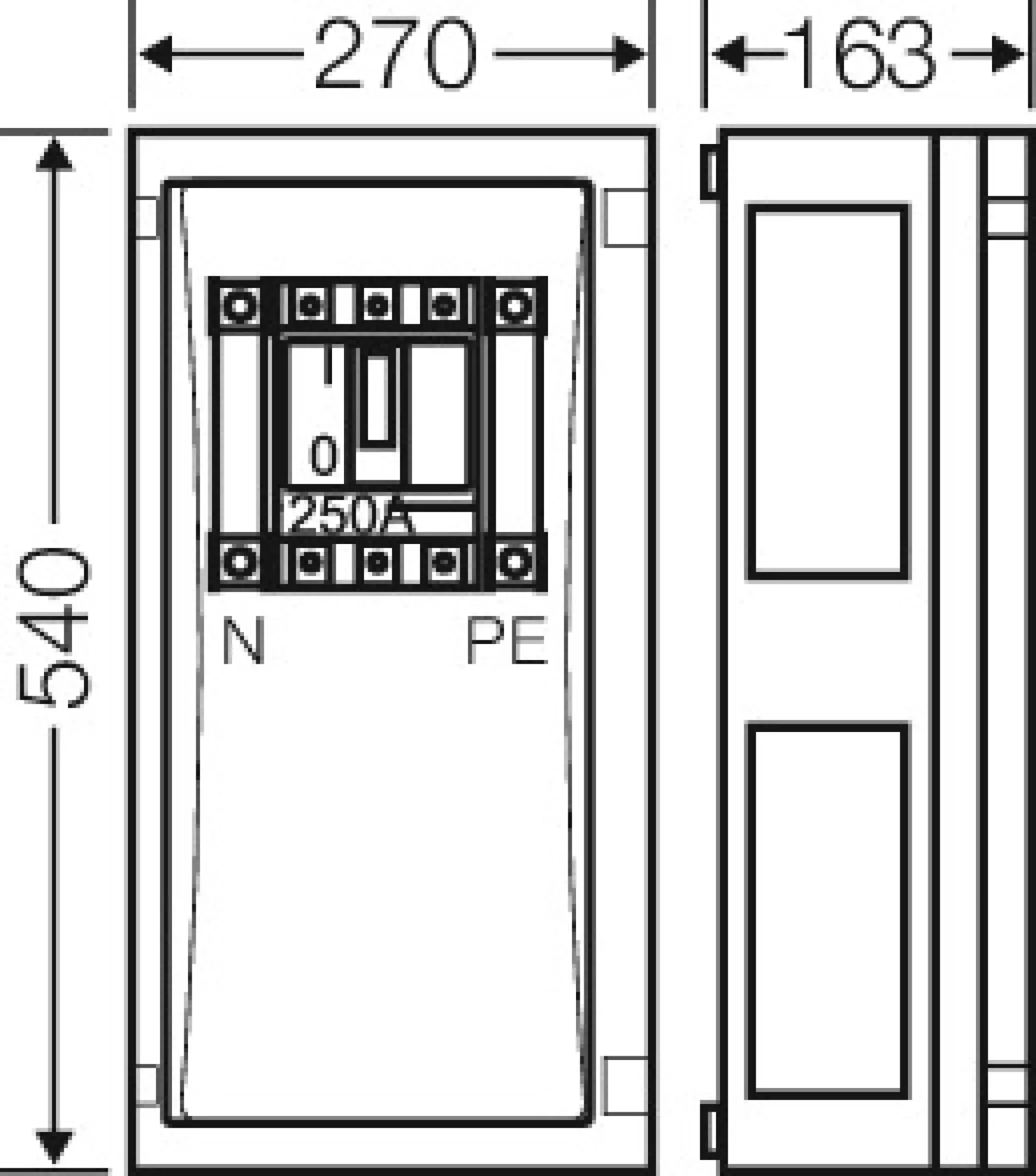 Hensel 68000225 ENYSTAR-Leistungsschaltergehäuse 250 A, 3polig + PE + N FP 5325 (img_002)