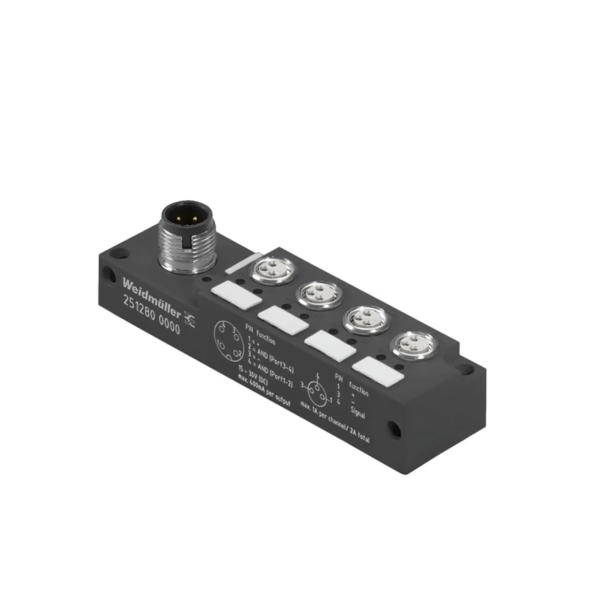 Weidmüller 2512800000 Sensor-actuator passive distributor (without cable), with M12 outlet, M8, 30 V, LED: Yes, LED initiator: Yes, Wiring type: AND (img_001) Weidmüller 2512800000 Sensor-actuator passive distributor (without cable), with M12 outlet, M8, 30 V, LED: Yes, LED initiator: Yes, Wiring type: AND (img_001)