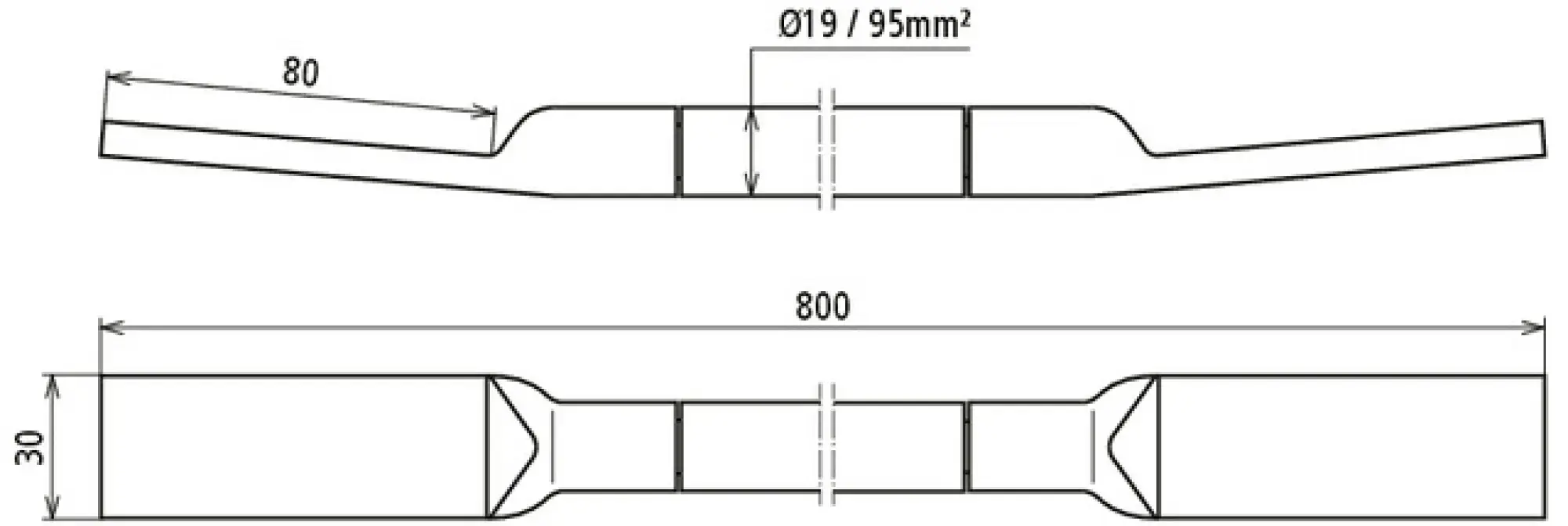Dehn 419505 Copper cable earthing bridge NYY-O, lug on both ends 80X30mm L 800mm (img_002)