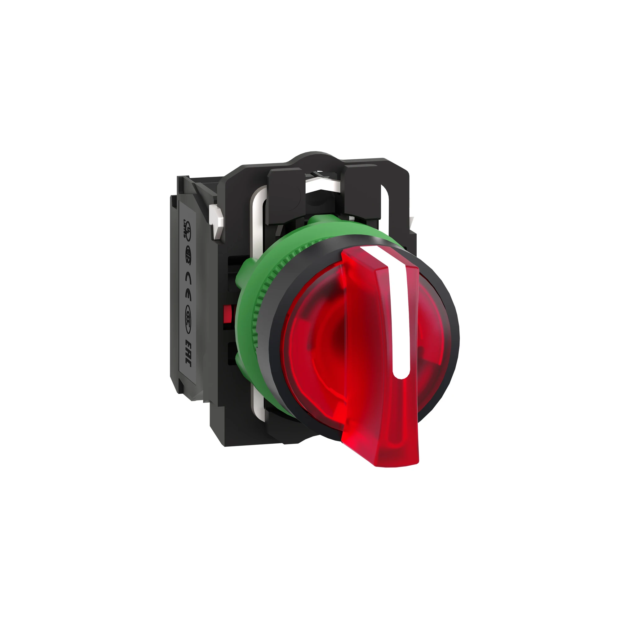 Schneider Electric XB5AK134B5 Illuminated selector switch, Harmony XB5, plastic, red, 22mm, universal LED, 3 positions, 1NO + 1NC, 24V ACDC (img_001)