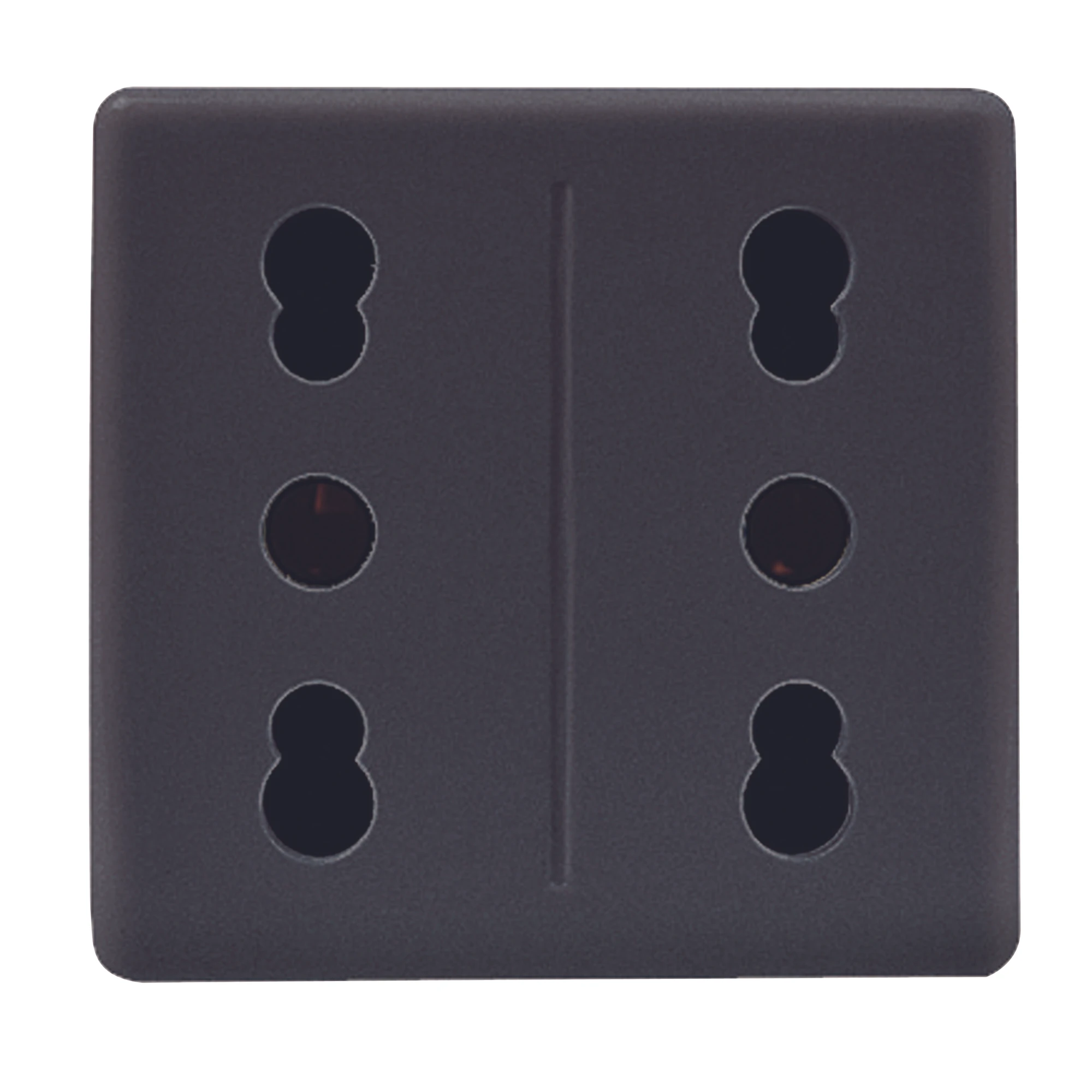 GEWISS GW21291 ITALIAN STANDARD DOUBLE SOCKET-OUTLET 250V ac - 2X2P+E 16A DUAL AMPERAGE - P11-P17 - 2 MODULES - SYSTEM BLACK (img_001)