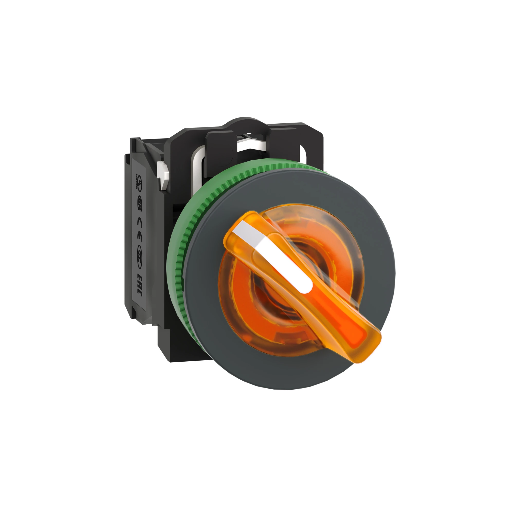 Schneider Electric XB5FK125B5 Illuminated selector switch, Harmony XB5F, plastic, orange, 30mm, universal LED, 2 positions, 1NO + 1NC, 24V ACDC (img_001) Schneider Electric XB5FK125B5 Illuminated selector switch, Harmony XB5F, plastic, orange, 30mm, universal LED, 2 positions, 1NO + 1NC, 24V ACDC (img_001)
