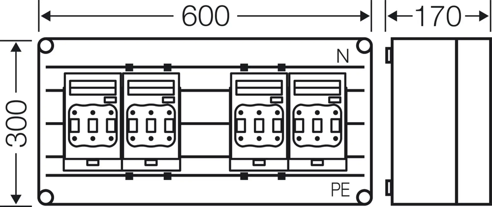 Hensel 2000777 Mi-NH-Sicherungslasttrennschaltergehäuse , 4x3xNH00,a. Sammels., 400A, 5polig Mi 6466 (img_003)