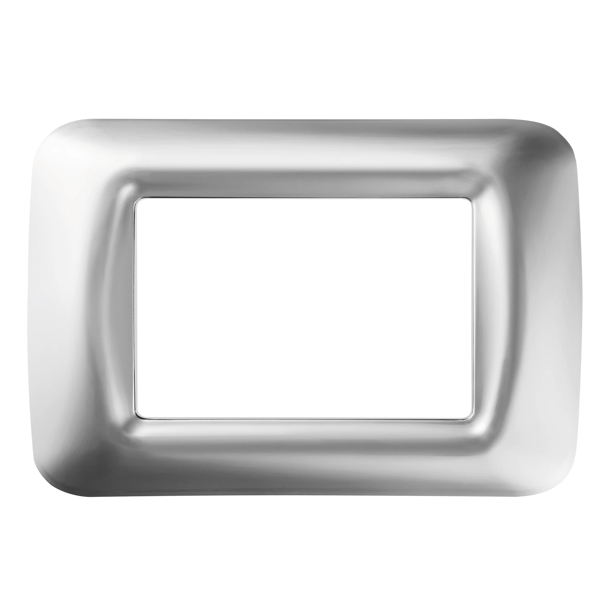 GEWISS GW22653 TOP SYSTEM PLATE - IN TECHNOPOLYMER GLOSS FINISH - 3 GANG - SOFT CHROME - SYSTEM (img_001)