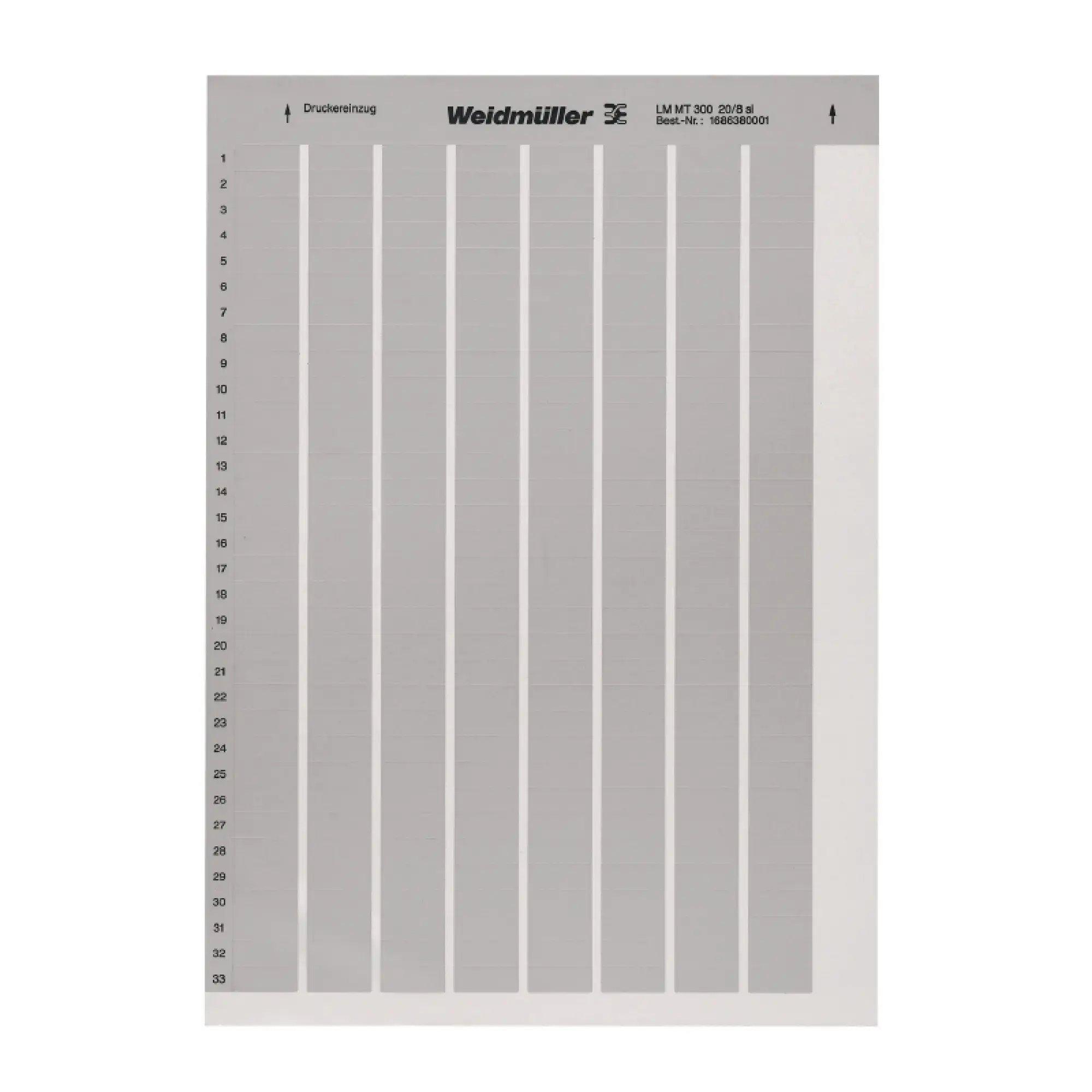 Weidmüller 1686380001 Device marking, Width: 20.3 mm, Polyester, PVC-free, silver, Operating temperature range: -40...150 °C (img_001) Weidmüller 1686380001 Device marking, Width: 20.3 mm, Polyester, PVC-free, silver, Operating temperature range: -40...150 °C (img_001)
