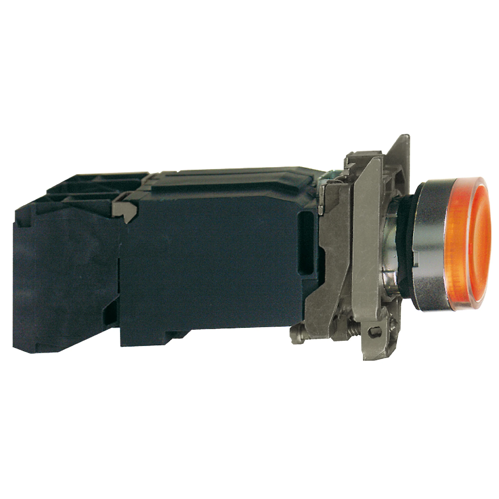 Schneider Electric XB4BW3545 Illuminated pushbutton, Harmony XB4, metal, 22mm, orange, unlabeled, incandescent lamp BA9s, smooth dome, 1NO+1NC, 230V AC (img_001)
