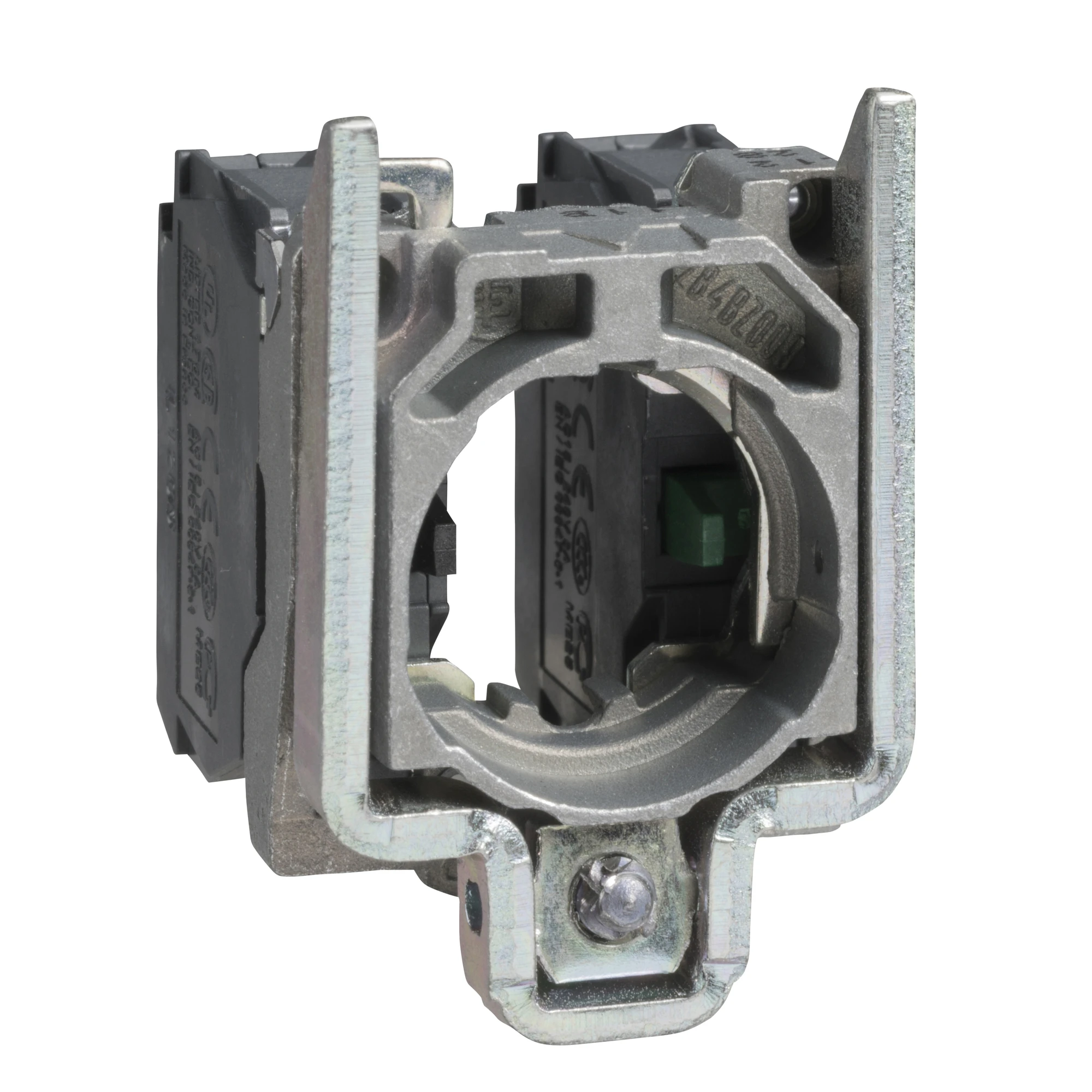 Schneider Electric ZB4BZ107 Auxiliary contact block with mounting flange, Harmony XB4, metal, 22mm, 30mm, 2NC, screw terminal (img_001)
