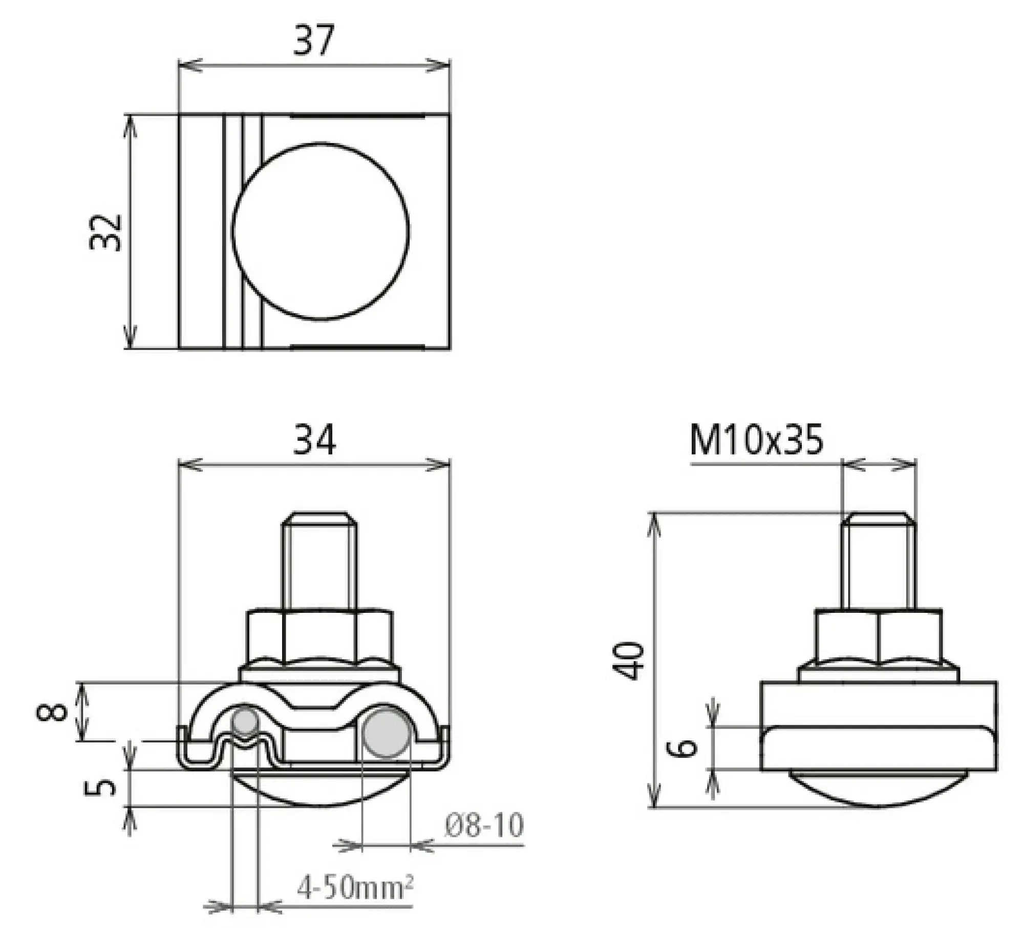 Dehn 540263 Uni earth clamp w. truss head screw, self-locking nut w. serr. bearing M10 (img_002)