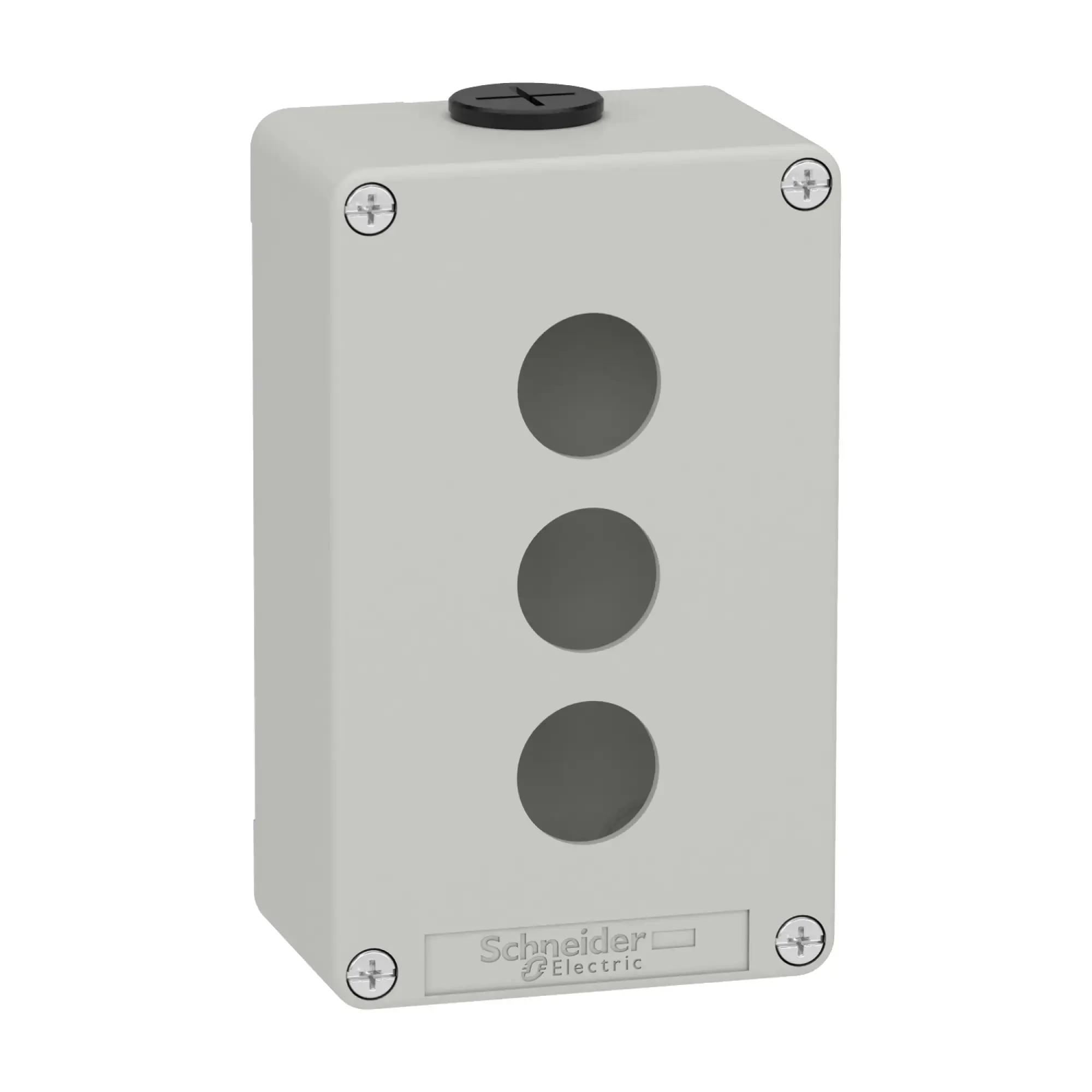 Schneider Electric XAPD2203 Empty enclosure XAP, metal, grey, for 3x22mm, 80x130x51.5, M20 (img_002)