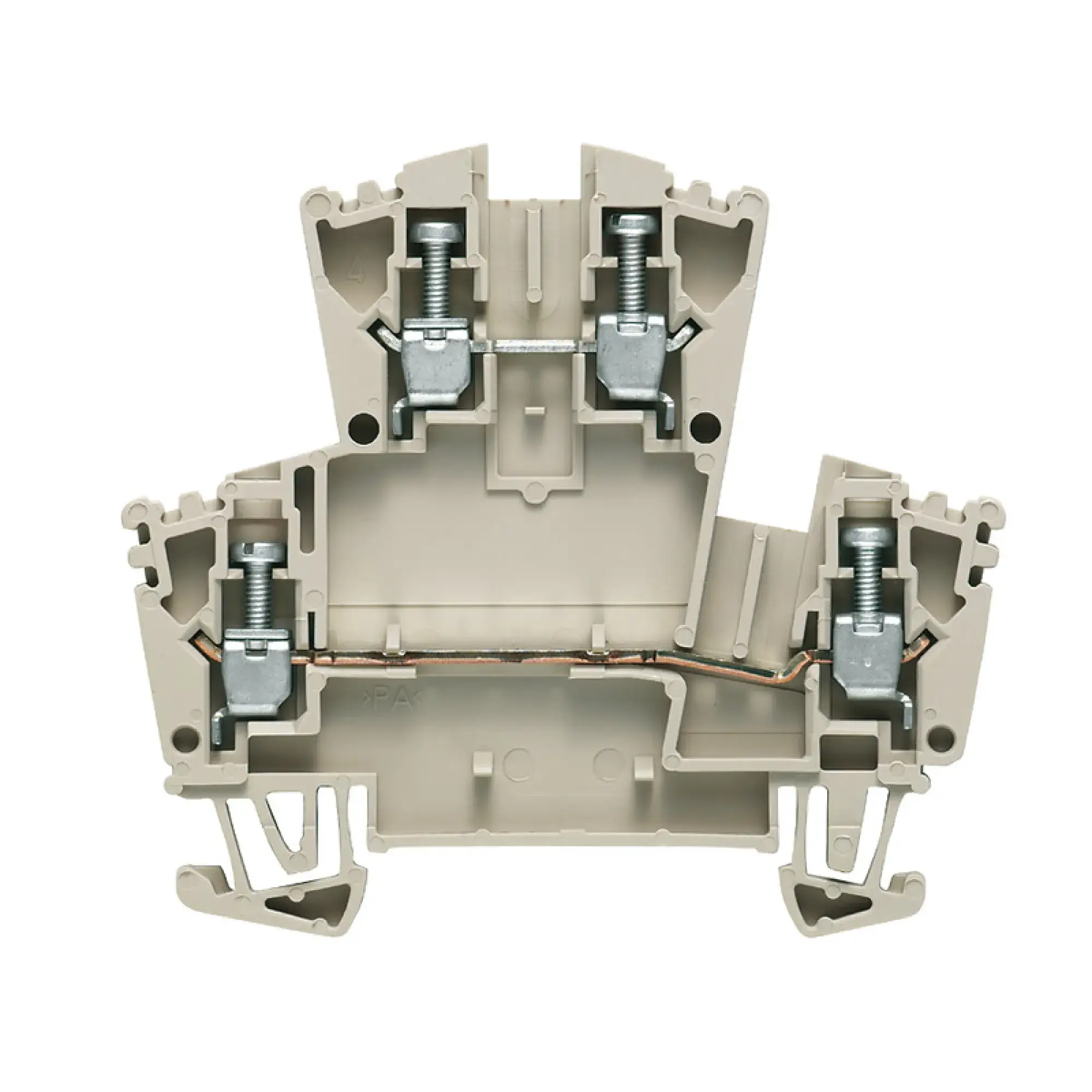 Weidmüller 1041100000 Multi-tier modular terminal, Screw connection, dark beige, 2.5 mm², 400 V, 400 V, Number of connections: 4, Number of levels: 2, TS 35, V-0, Wemid (img_001)