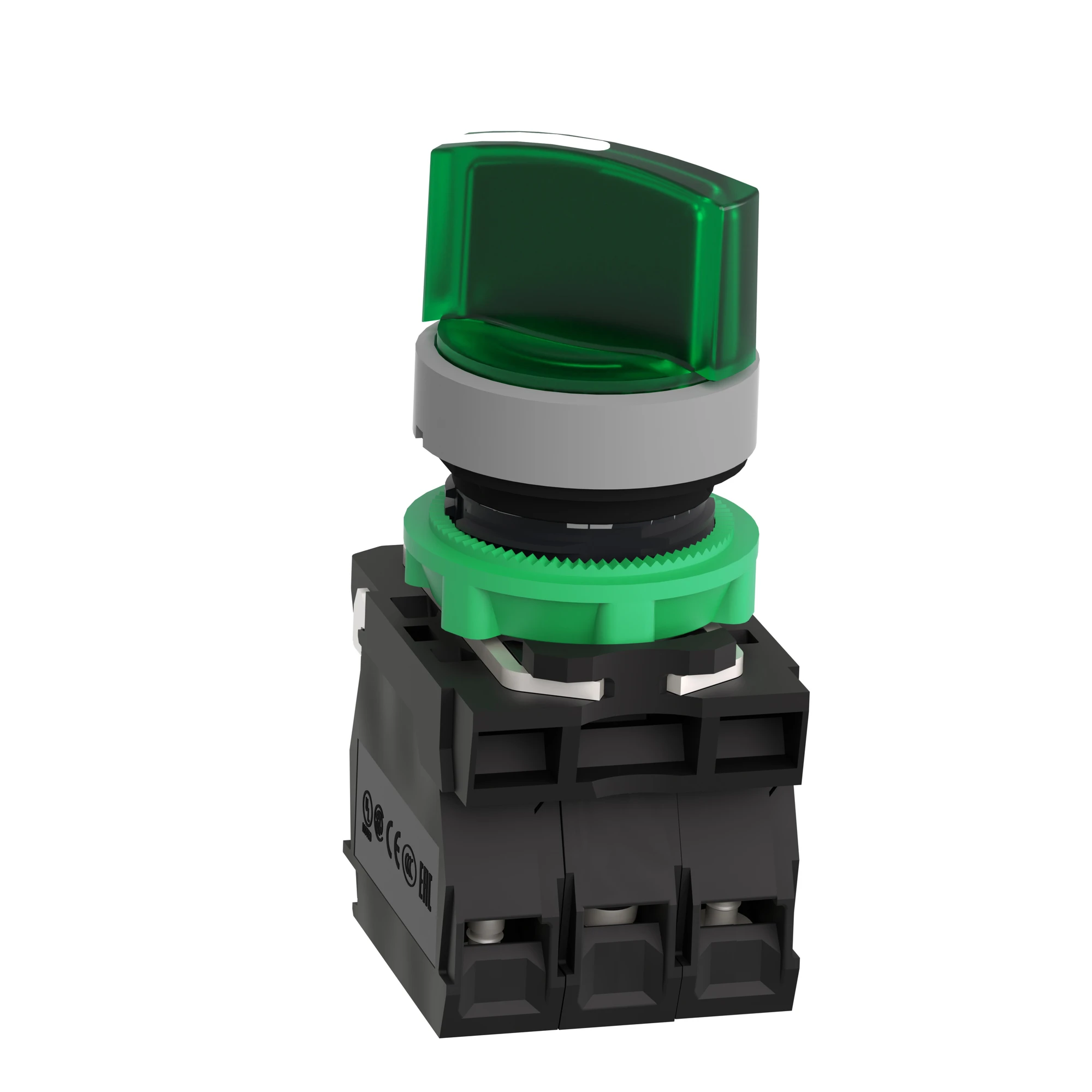 Schneider Electric XB5AK123M5C0 Illuminated Selector Switch, Harmony XB5, Plastic, Light Grey, Green, 22mm, Universal LED, 2 Positions, 1NO + 1NC, 230-240V AC (img_008)