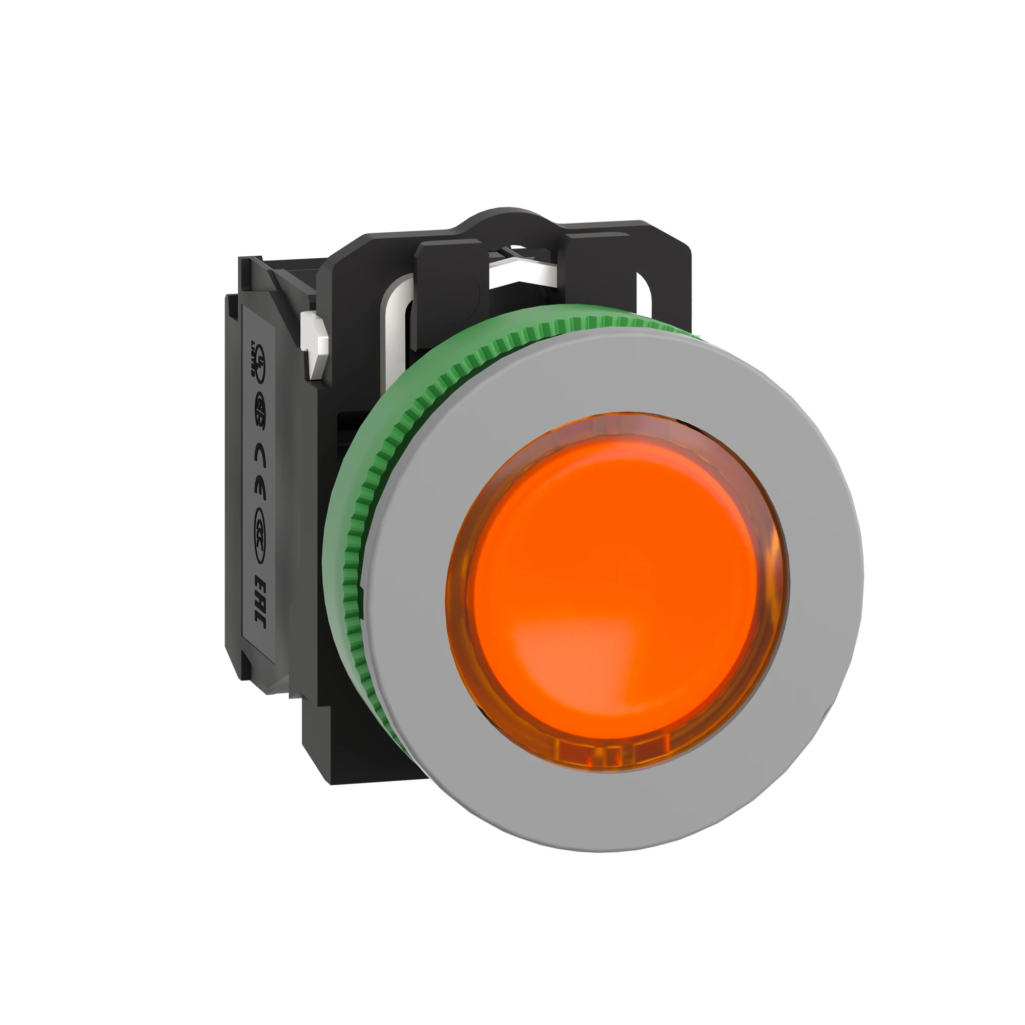 Schneider Electric XB5FW35M5C0 Illuminated push button, Harmony XB5F, plastic, antimicrobial, light grey, orange, 30mm, universal LED, 1NC + 1NO, 230-240V AC (img_004)