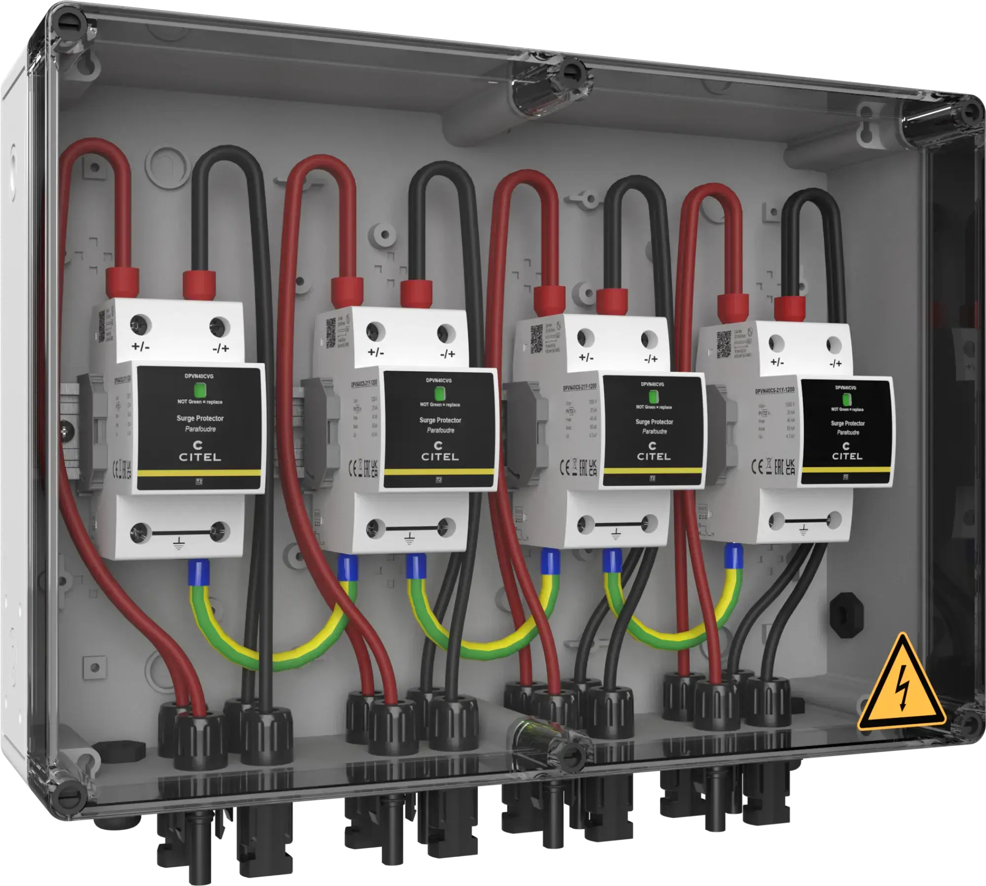 Citel 156642 Generatoranschlusskasten mit SPD Typ 2+3 bis 1200 VDC, 4-MPPT, 1 String MC4 (img_001)