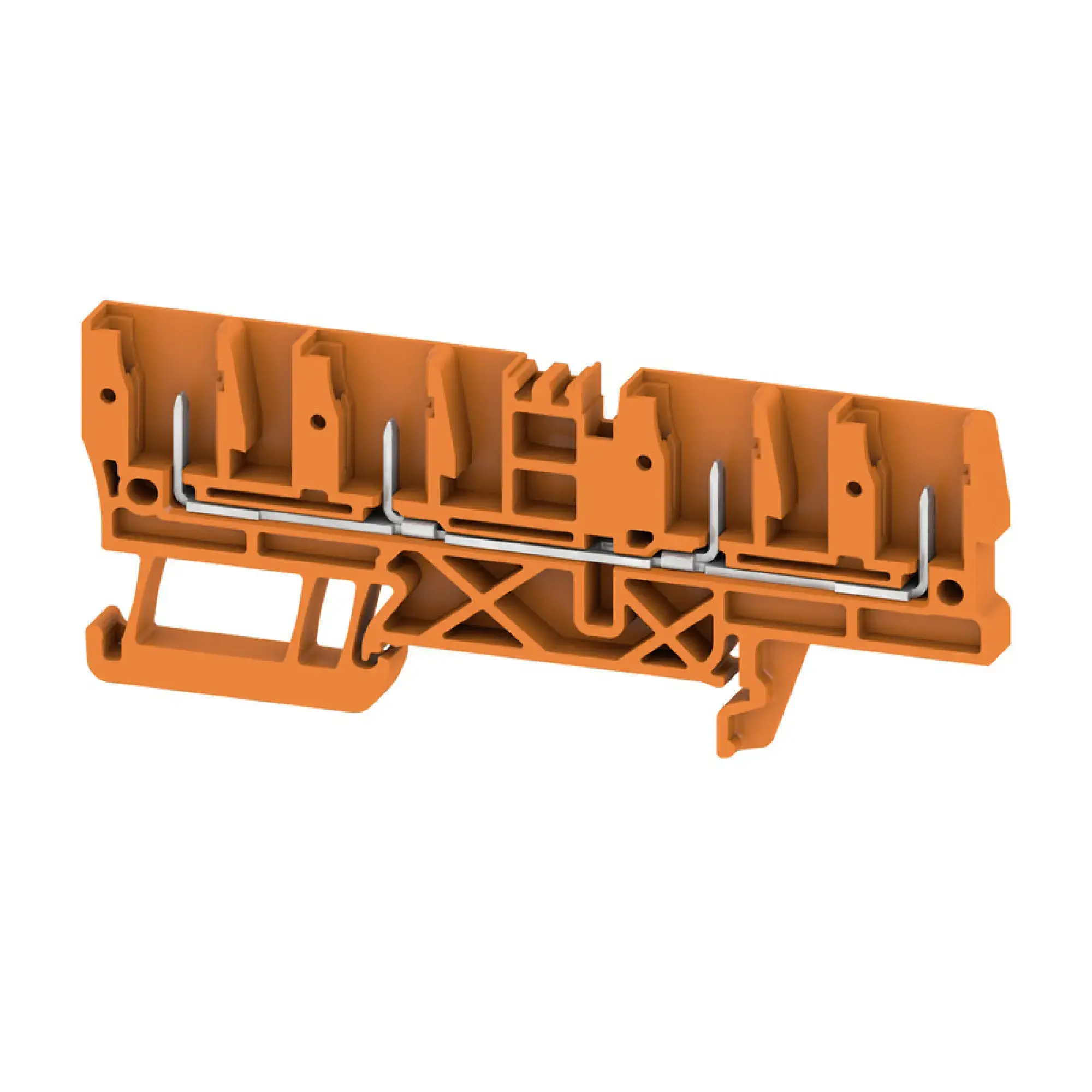 Weidmüller 2702500000 Pluggable terminal, Tension-clamp connection, Plug-in connection, orange, 2.5, 2.5 mm², 24 A, Number of connections: 4, Number of levels: 1, TS 35, V- (img_001)