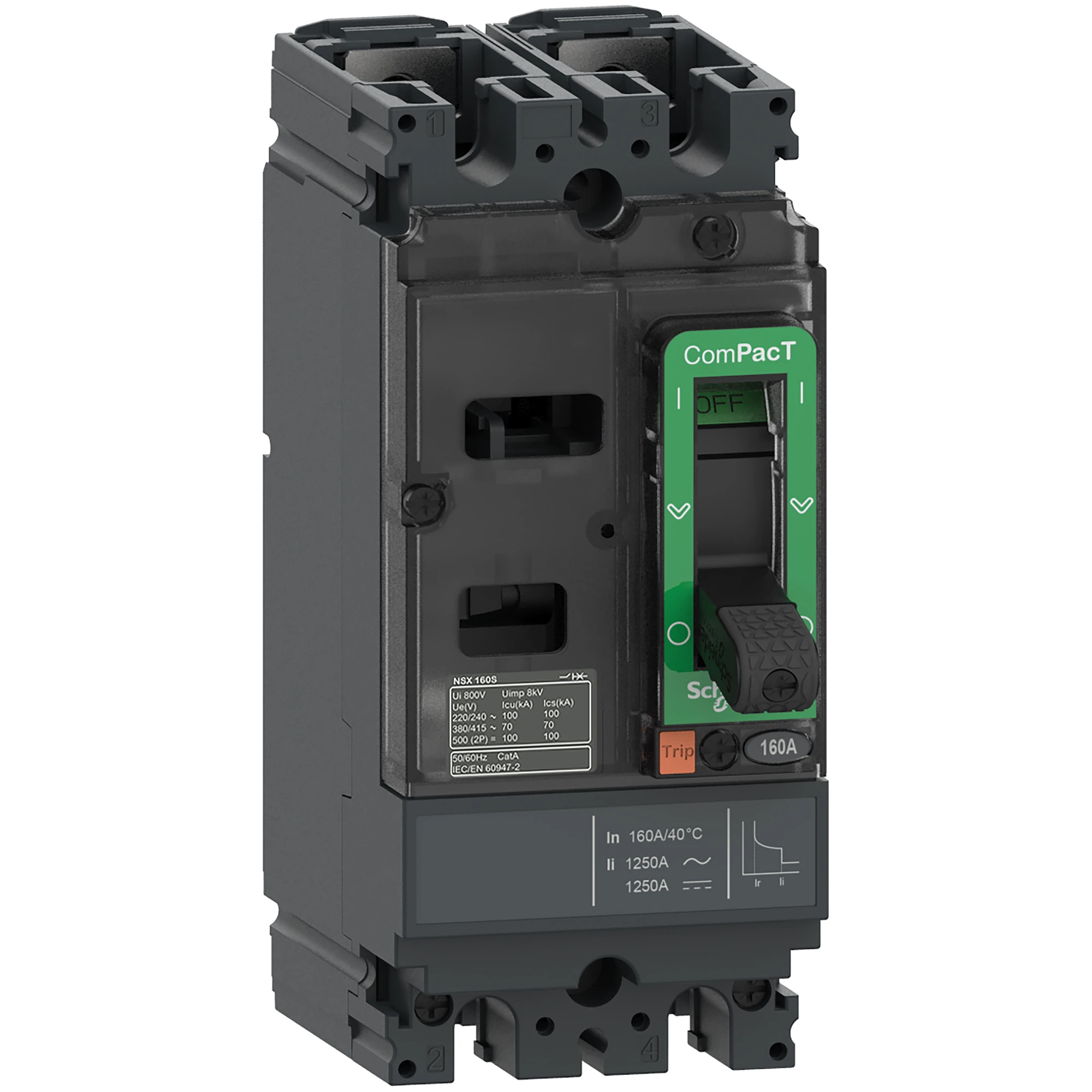 Schneider Electric C16M2TM125 Compact Power Circuit Breaker ComPacT NSX160M AC/DC with TM125D 2P2D 125A, 40kA/240 VAC (img_001)
