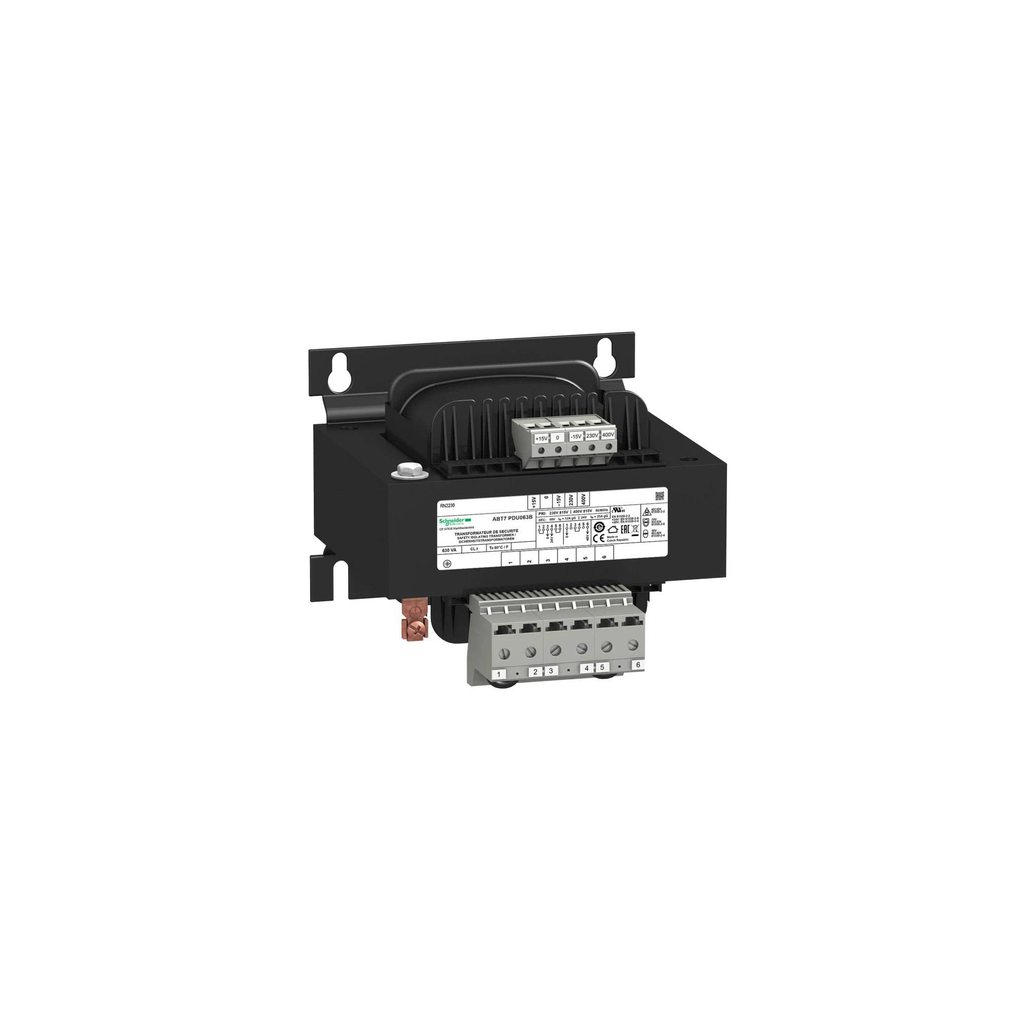Schneider Electric ABT7PDU063B Safety Isolation Transformer, Modicon ABT7, Input 230/400V AC, Output 2x 24V AC, 630VA (img_001) Schneider Electric ABT7PDU063B Safety Isolation Transformer, Modicon ABT7, Input 230/400V AC, Output 2x 24V AC, 630VA (img_001)
