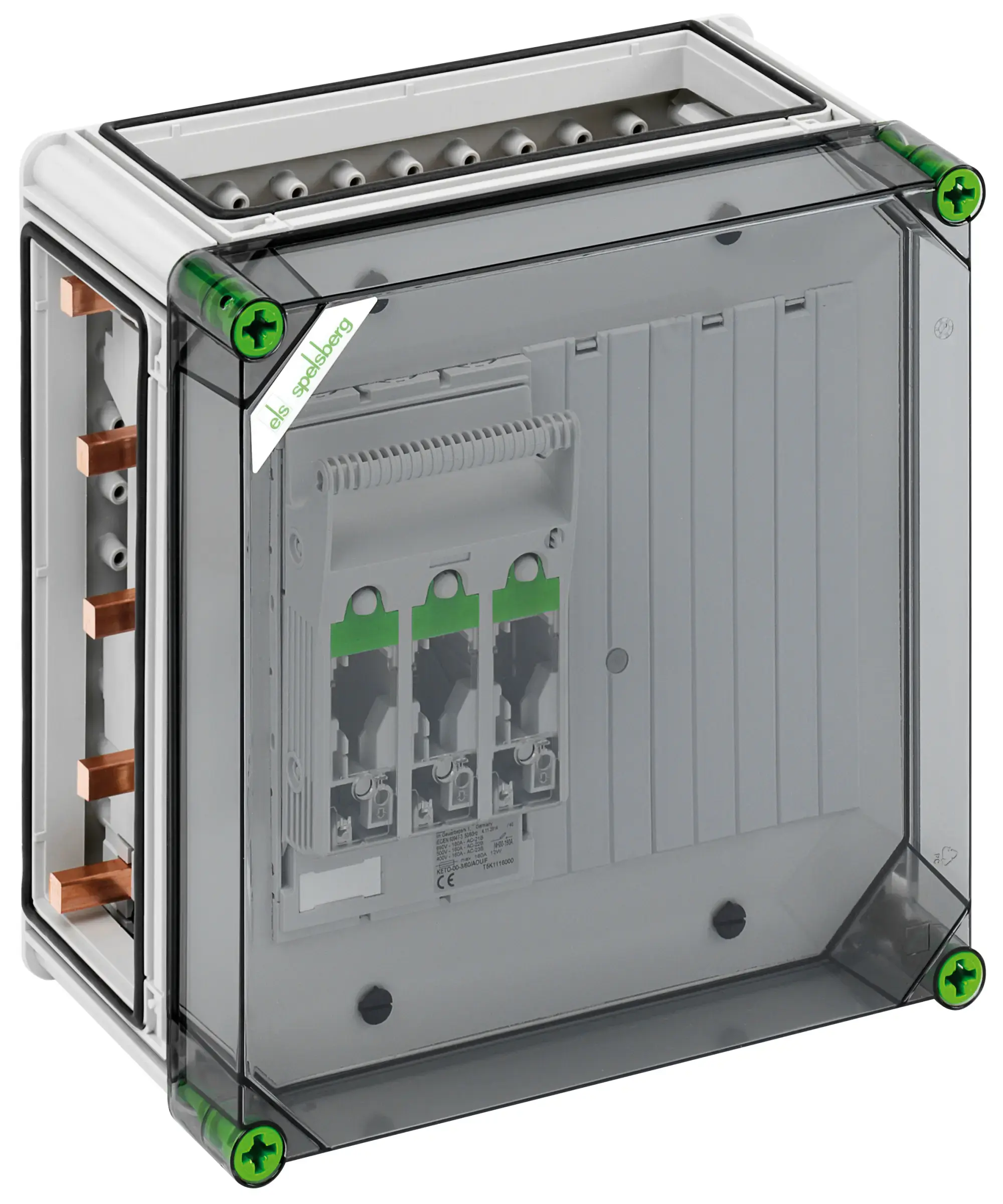 Spelsberg 04601584 NH fuse enclosure, Type of protection IP65, Impact strength IK08, Protection class II, Rated voltage 690V AC, Halogen free (img_001)