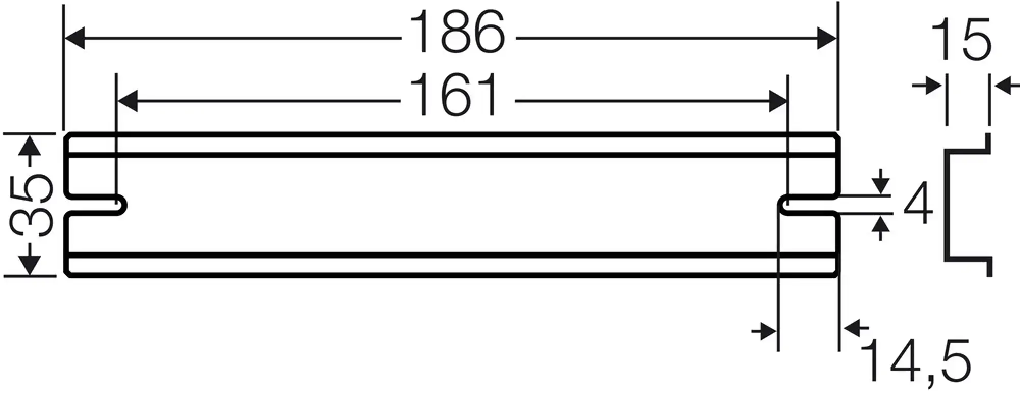 Hensel 62000347 Tragschiene 186 mm, für DK / KF / EB 35..... DK TS 35 Q (img_003)