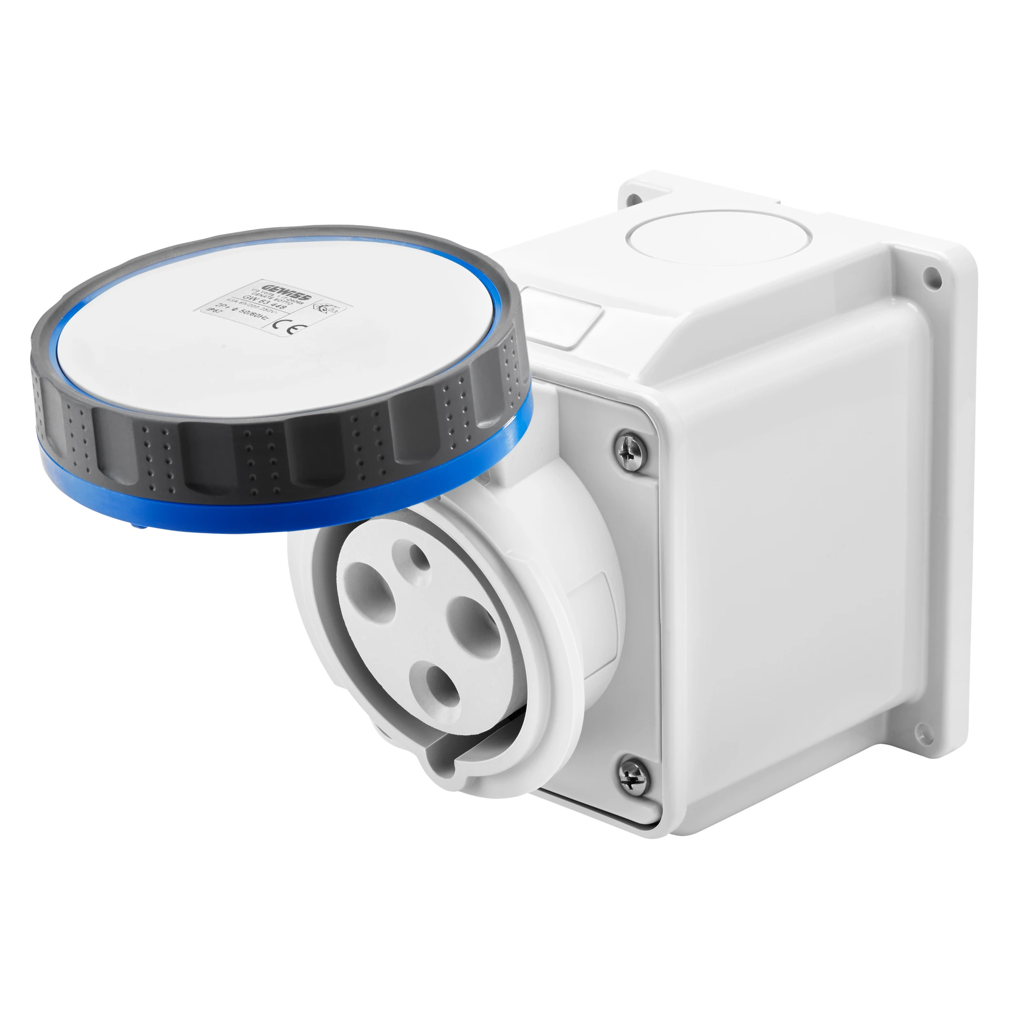 GEWISS GW63449 10° ANGLED SURFACE-MOUNTING SOCKET-OUTLET - IP67 - 3P+E 63A 200-250V 50/60HZ - BLUE - 9H - SCREW WIRING (img_001) GEWISS GW63449 10° ANGLED SURFACE-MOUNTING SOCKET-OUTLET - IP67 - 3P+E 63A 200-250V 50/60HZ - BLUE - 9H - SCREW WIRING (img_001)