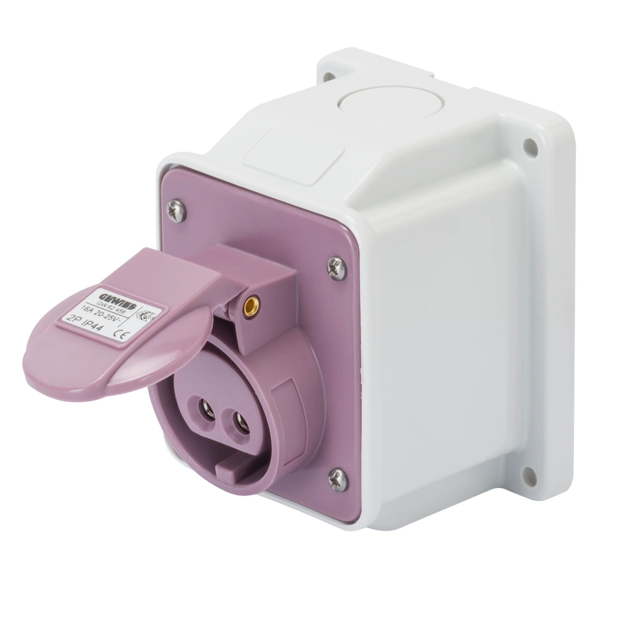 GEWISS GW62466 10° ANGLED SURFACE-MOUNTING SOCKET-OUTLET - IP44 - 3P 32A 20-25V 50-60HZ - VIOLET - n.r. - SCREW WIRING (img_001) GEWISS GW62466 10° ANGLED SURFACE-MOUNTING SOCKET-OUTLET - IP44 - 3P 32A 20-25V 50-60HZ - VIOLET - n.r. - SCREW WIRING (img_001)