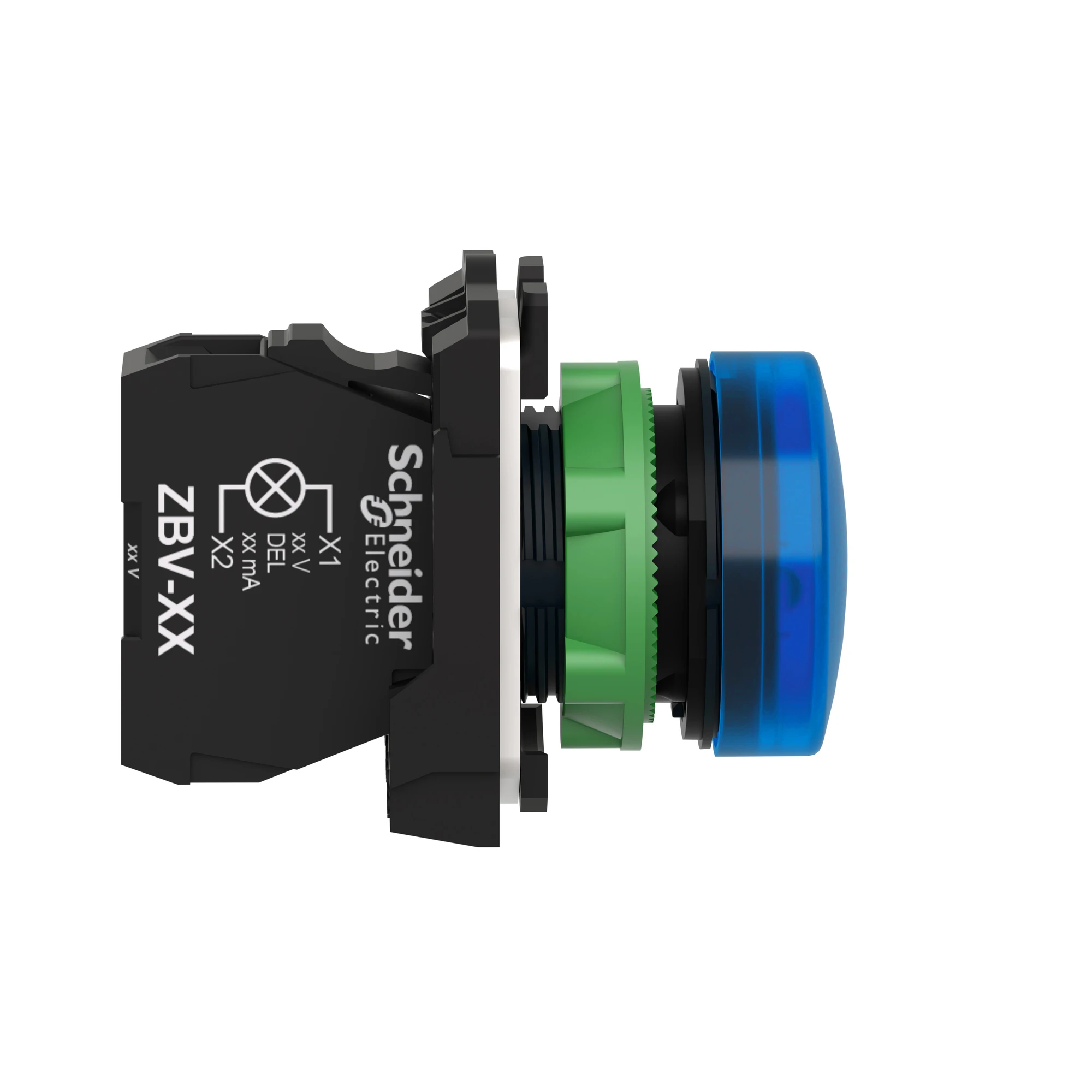 Schneider Electric XB5AVB6 Illuminated Indicator, Harmony XB5, Plastic, Blue, 22mm, Universal LED, Smooth Dome, 24V AC/DC (img_004)
