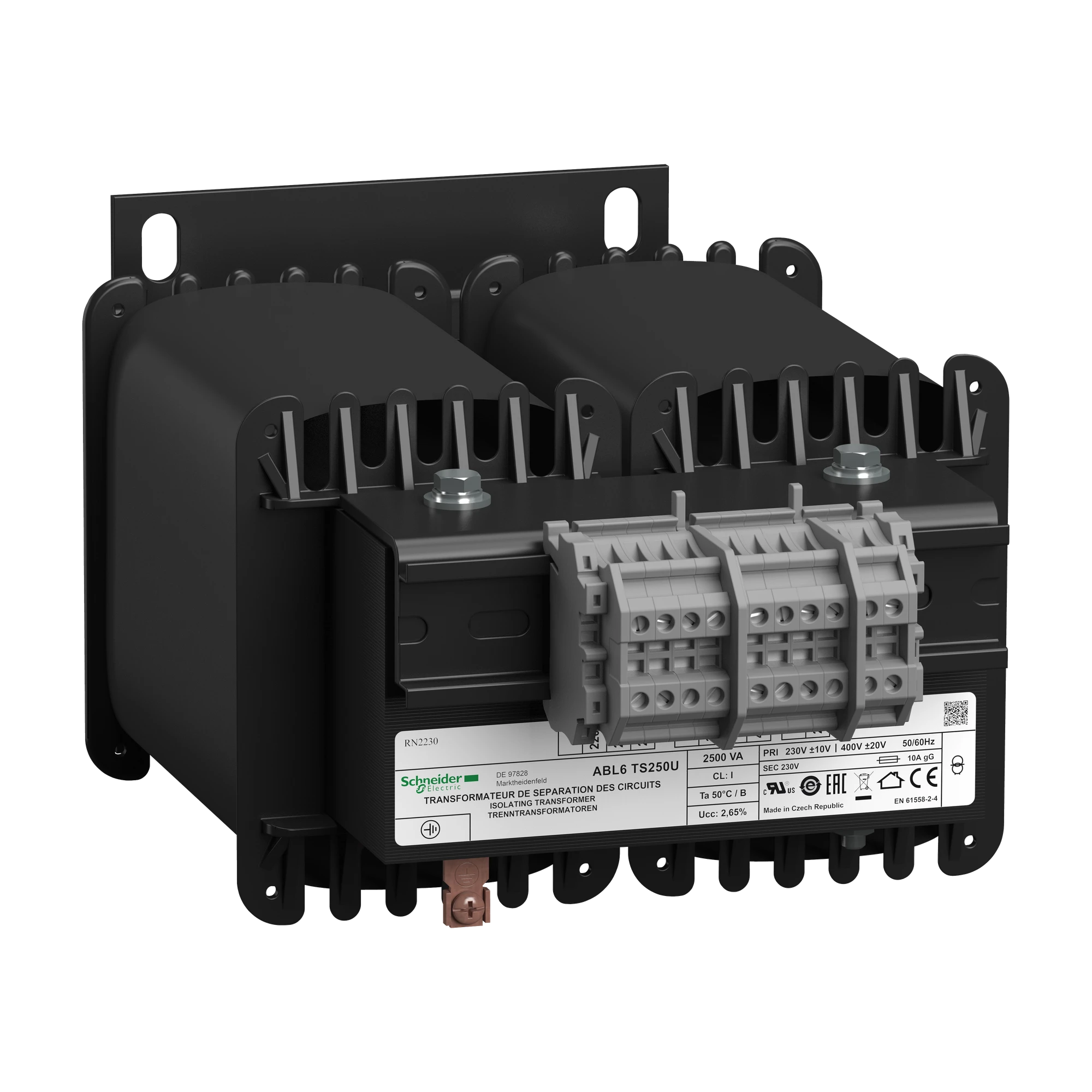 Schneider Electric ABL6TS250U Safety Isolating Transformer, Modicon ABL6, Input 230/400V AC, Output 230V AC, 2500VA (img_001)