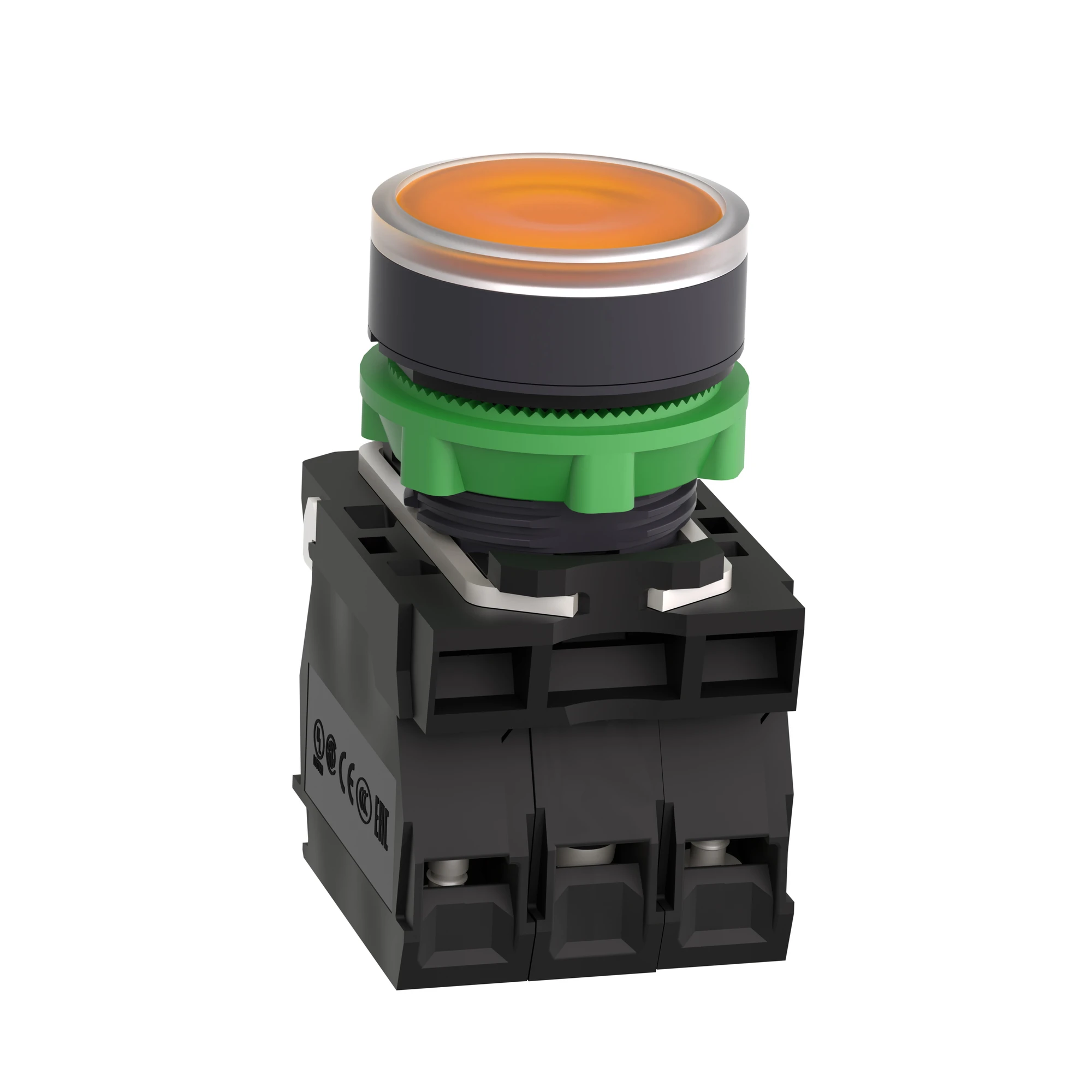Schneider Electric XB5AW35G5 Illuminated Push Button, Harmony XB5, Plastic, Orange, 22mm, Universal LED, Rounded Dome, 1NO + 1NC, 110-120V AC (img_006)