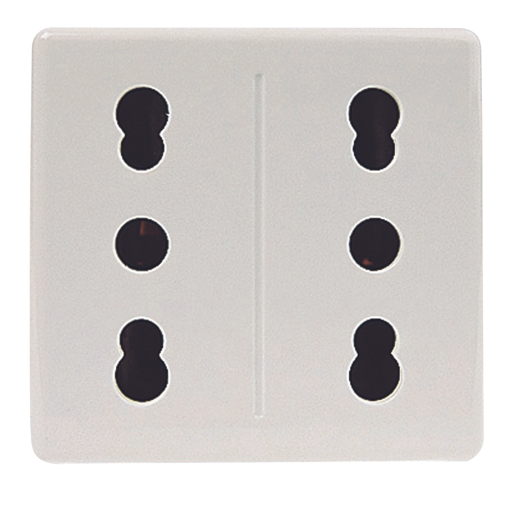 GEWISS GW20291 ITALIAN STANDARD DOUBLE SOCKET-OUTLET 250V ac - 2X2P+E 16A DUAL AMPERAGE - P11-P17 - 2 MODULES - SYSTEM WHITE (img_001)