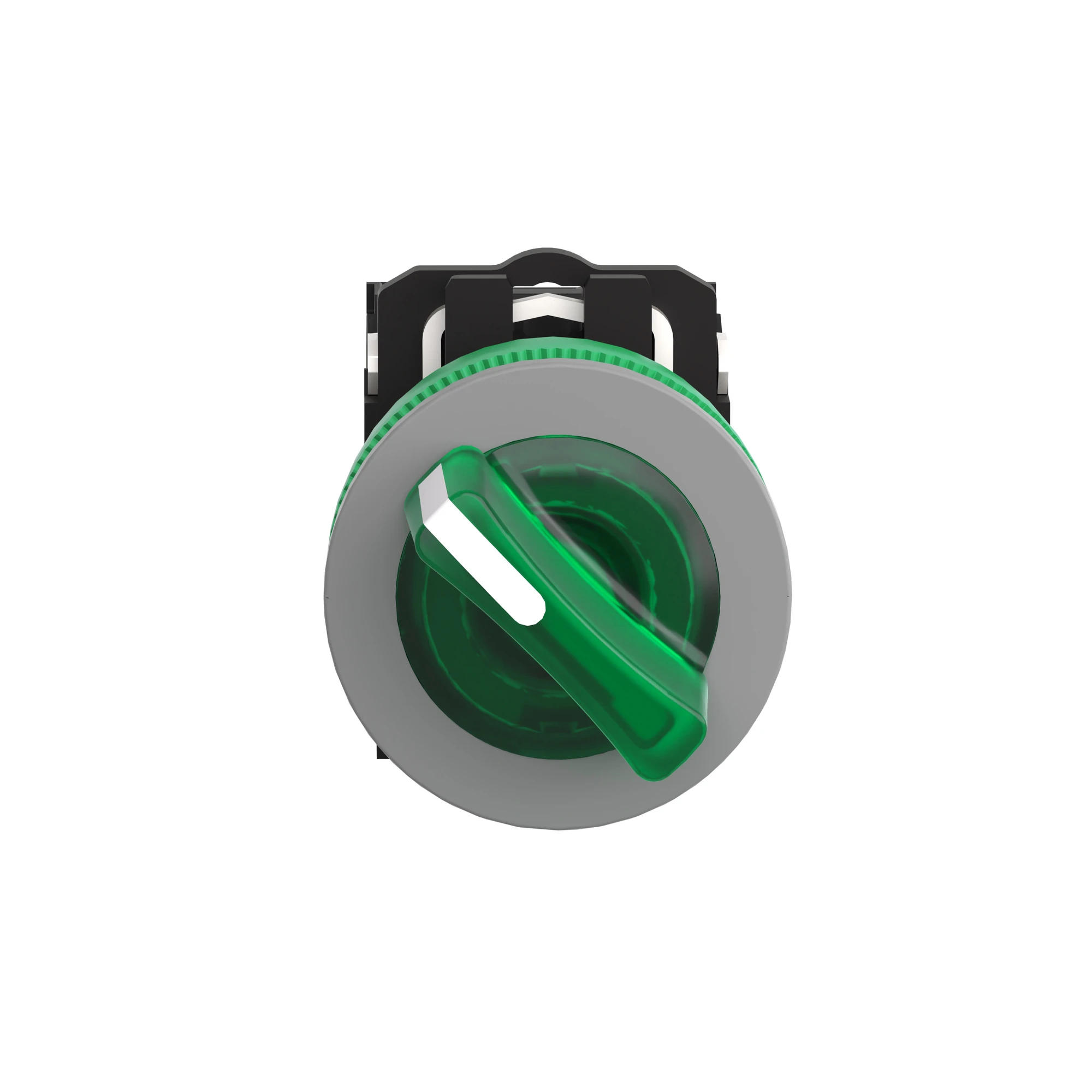 Schneider Electric XB5FK123B5C0 Illuminated Selector Switch, Harmony XB5F, Plastic, Light Grey, Green, 30mm, Universal LED, 2 Positions, 1NO + 1NC, 24V ACDC (img_004)