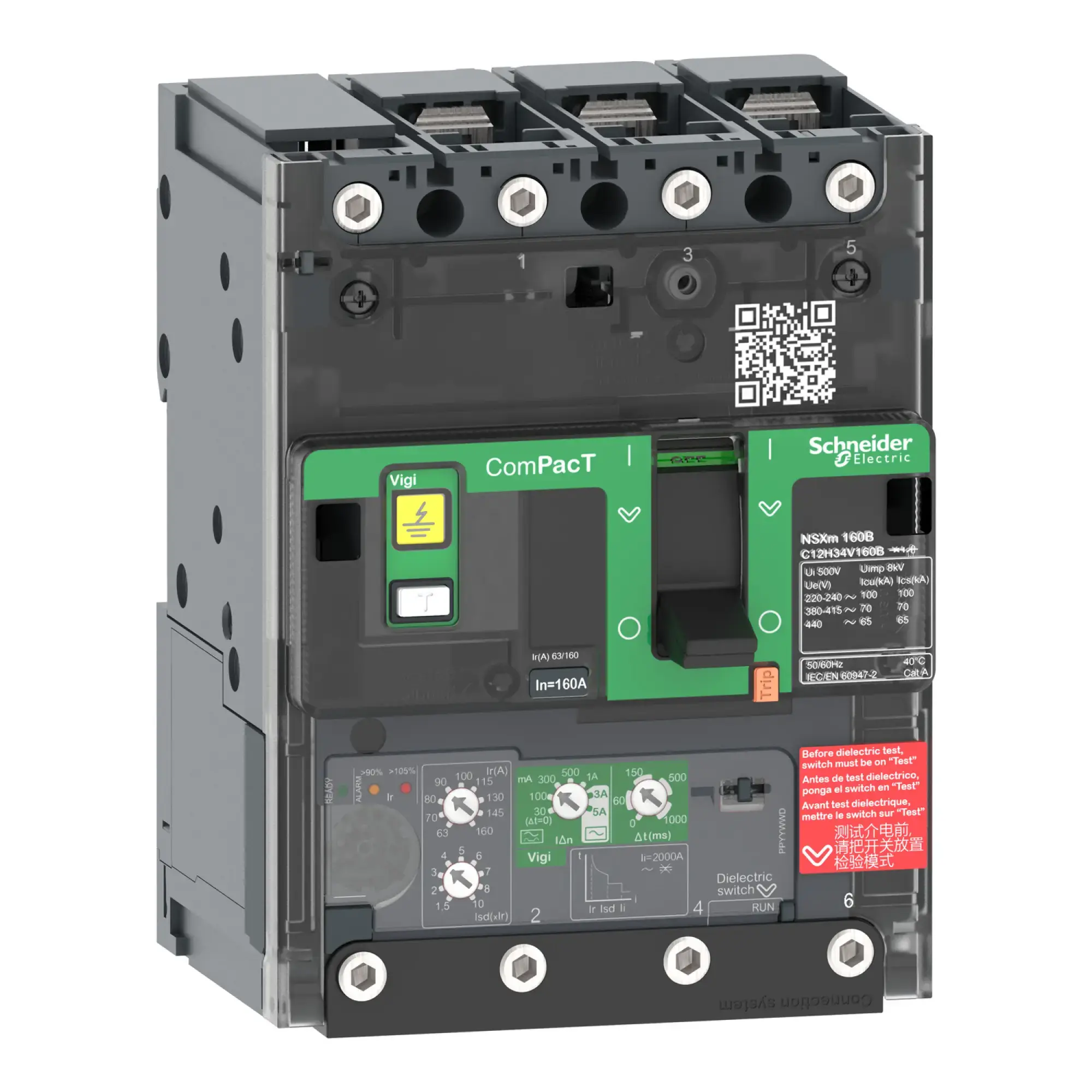 Schneider Electric C11E34V025B Compact Power Circuit Breaker with Residual Current Protection ComPacT NSXm with MicroLogic 4.1 VIGI 25A 3P 16kA/415V Busbar (img_002)