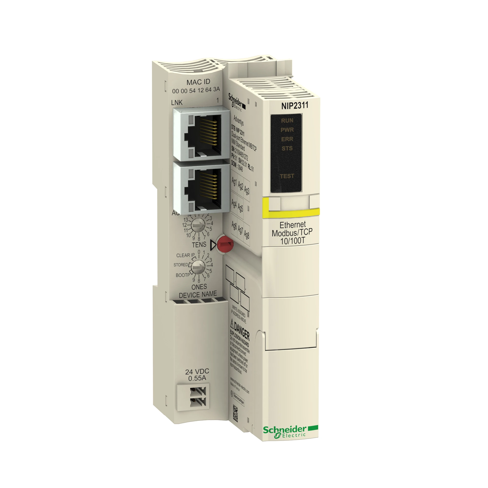 Schneider Electric STBNIP2311 Standard Network Interface Module STB, Ethernet Modbus TCP/IP, 10-100 Mbits (img_001)