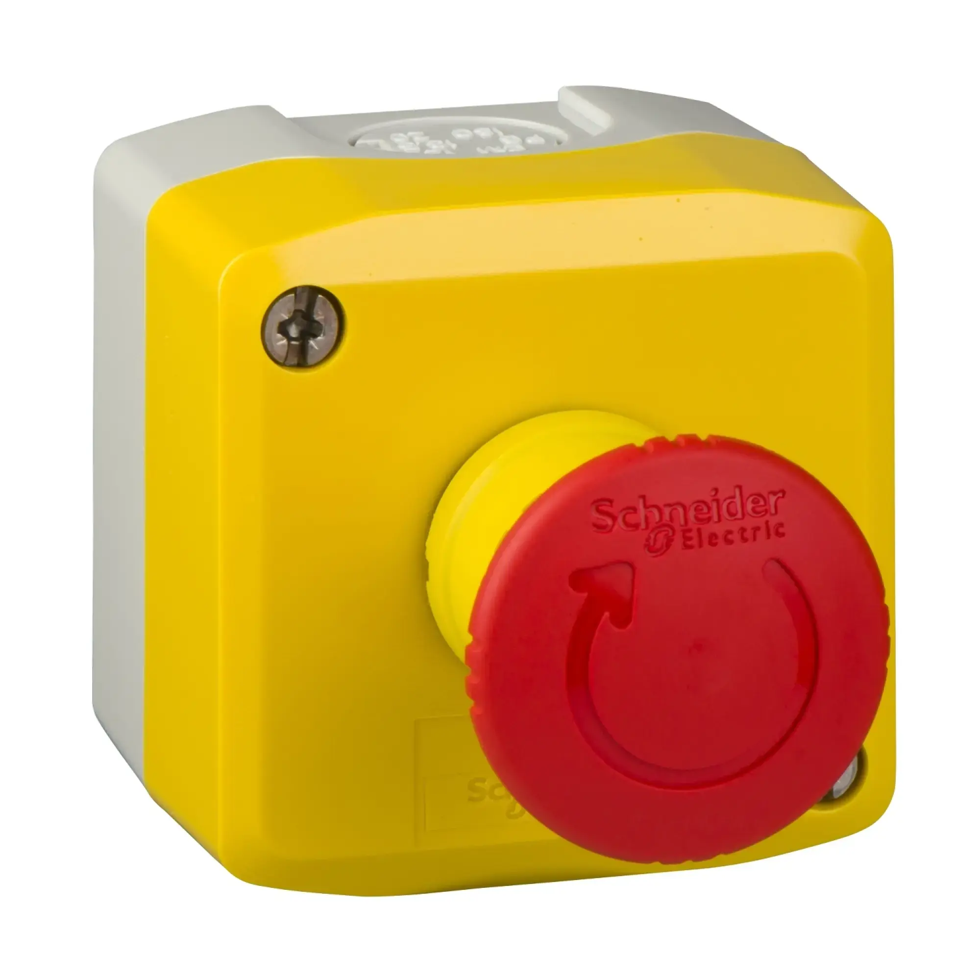 Schneider Electric XALK178 Surface Mounting Enclosure, Harmony XALK, Plastic, Light Grey, Yellow, 1 Emergency Stop Switch, Rotational Release, 1NC (img_005)
