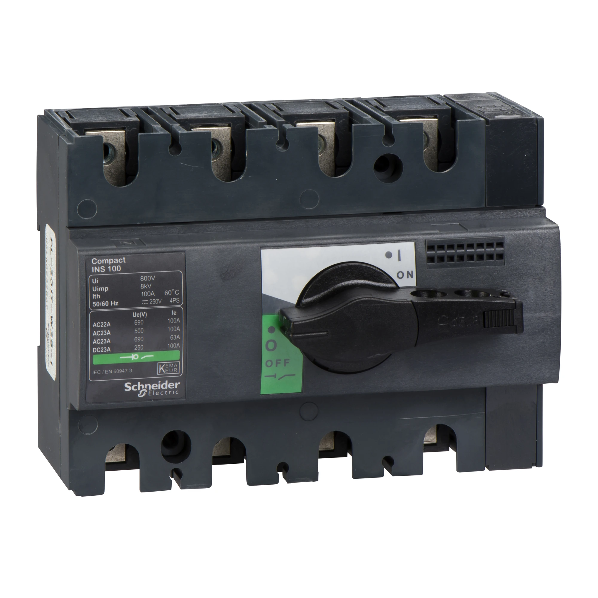 Schneider Electric 28909 Load disconnect switch INS100, 4P, 100A/690V AC/250V DC, rotary drive black (img_001) Schneider Electric 28909 Load disconnect switch INS100, 4P, 100A/690V AC/250V DC, rotary drive black (img_001)