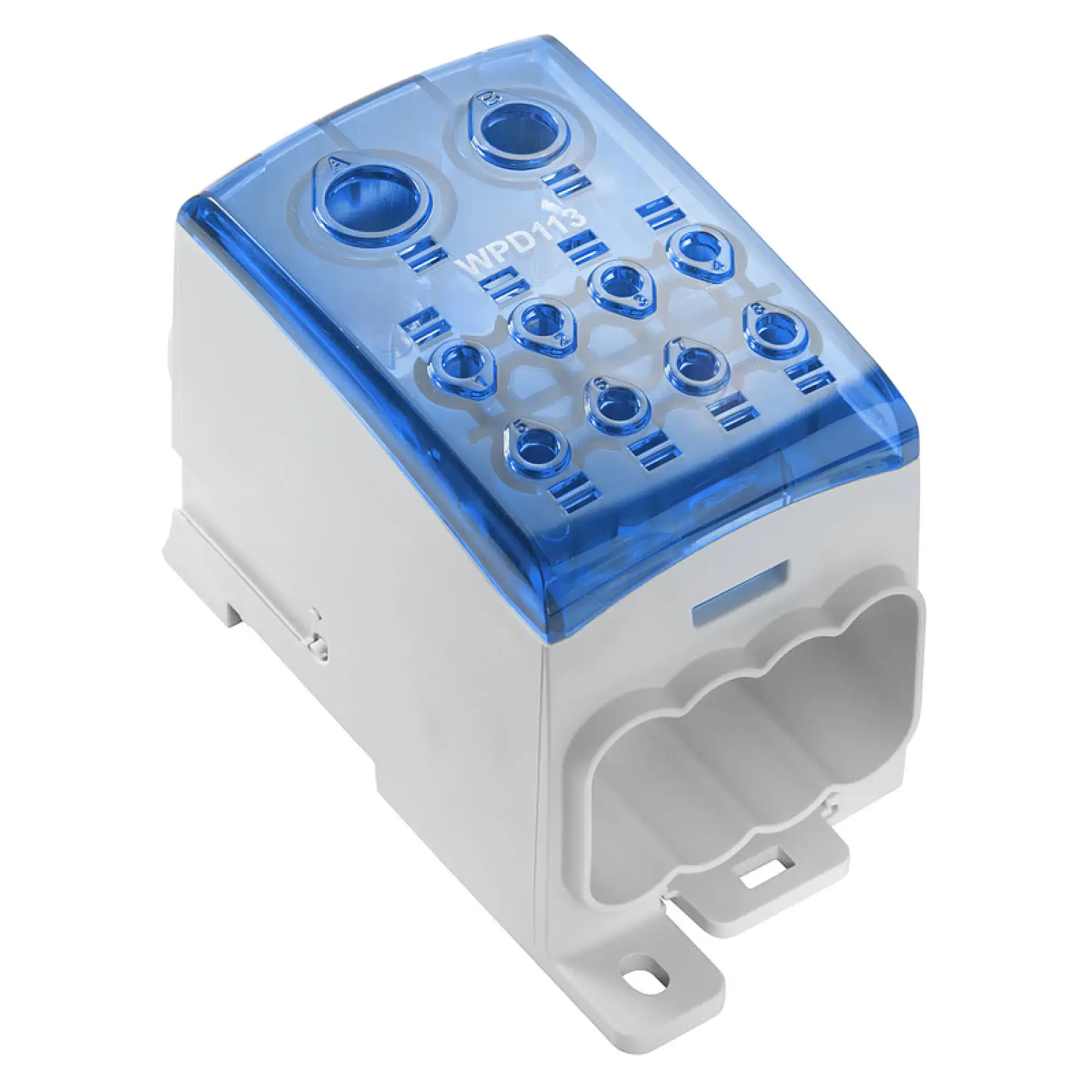 Weidmüller 2603750000 Potential distributor terminal, Screw connection, blue, 185 mm², 353 A, 1000 V, Number of connections: 10, Number of levels: 1, TS 35, Mounting plate, (img_001) Weidmüller 2603750000 Potential distributor terminal, Screw connection, blue, 185 mm², 353 A, 1000 V, Number of connections: 10, Number of levels: 1, TS 35, Mounting plate, (img_001)