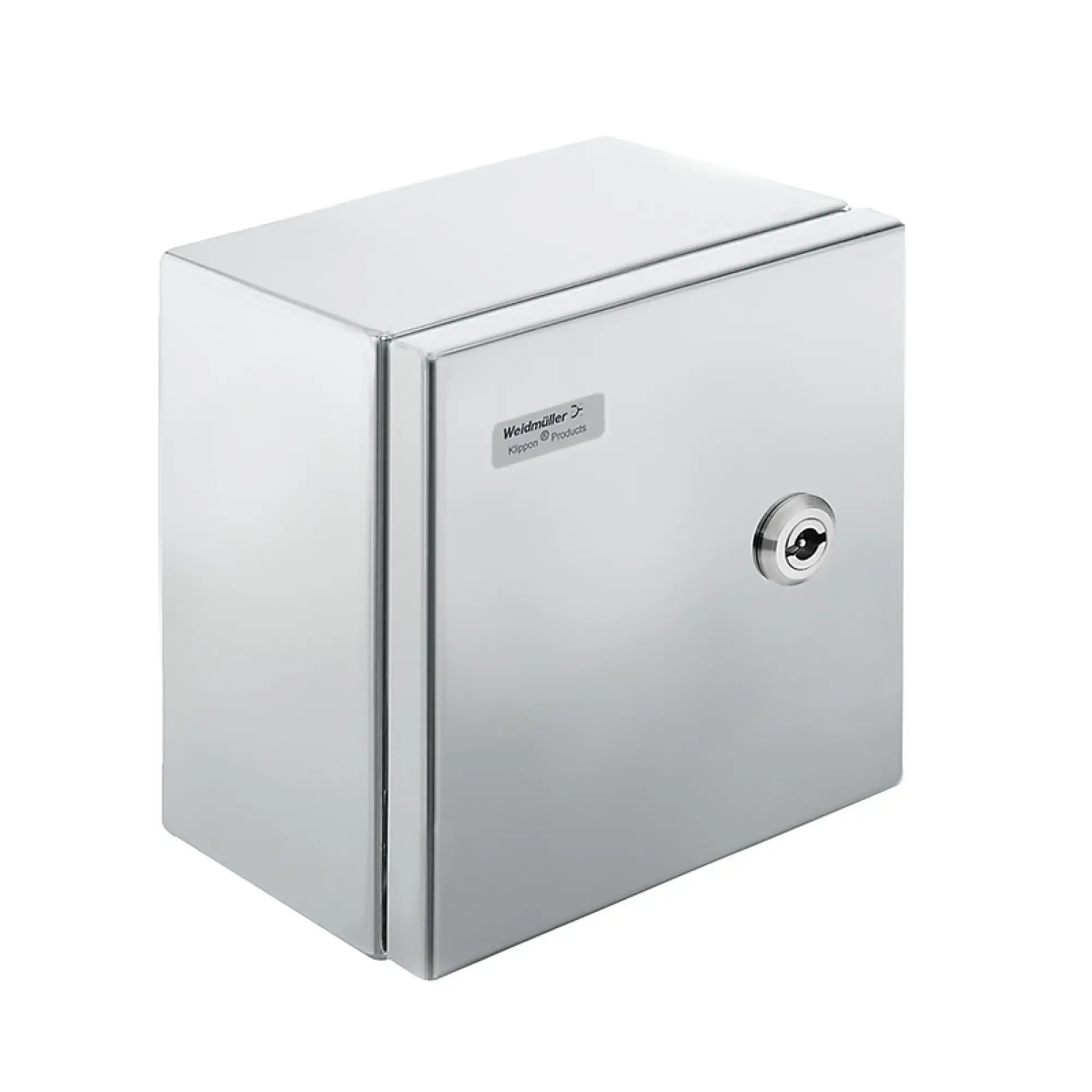 Weidmüller 8000090356 Metal housing, Width: 200 mm, Height: 200 mm, Depth: 150 mm, untreated, Flange plate: No, Quarter-turn fastener with double-bit insert (img_001)