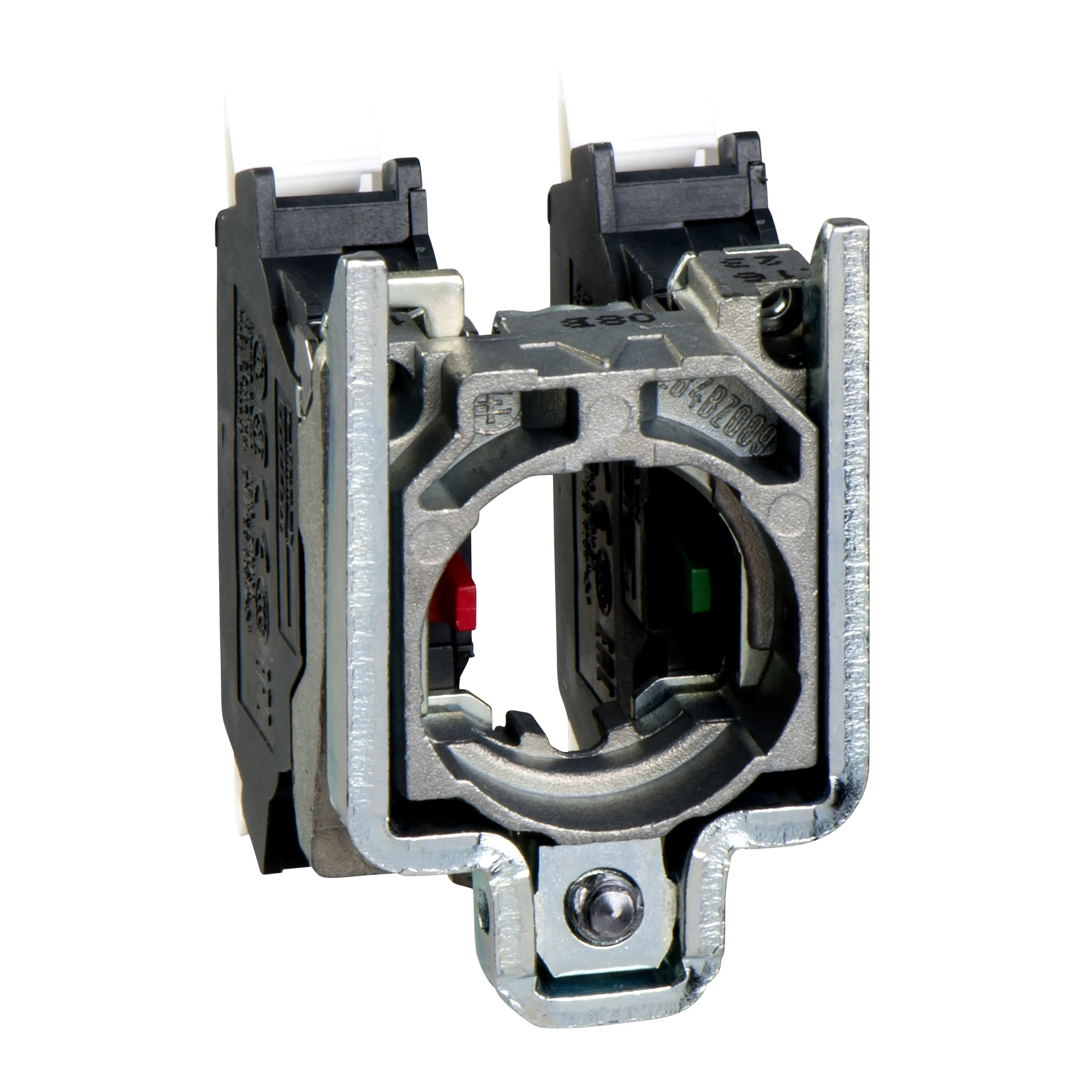 Schneider Electric ZB4BZ1055 Auxiliary contact block with mounting flange, Harmony XB4, Metal, 22mm, 30mm, 1NC+1NO, Spring Clamp (img_001)
