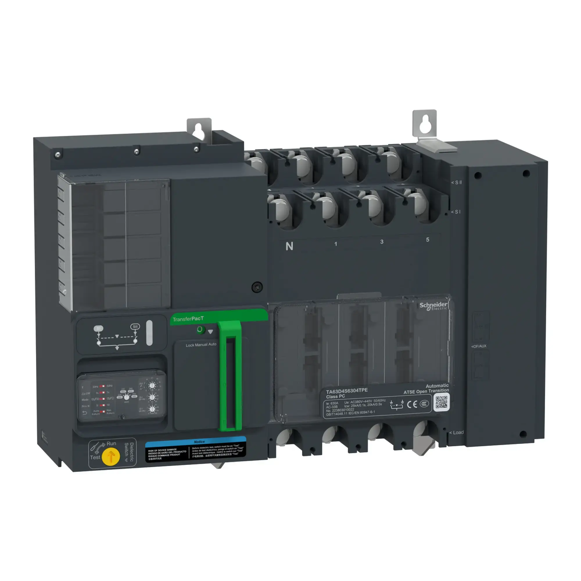 Schneider Electric TA63D4S3204TPE TransferPacT TA630 Automatic Transfer Switch, 320A, 400V, 4P, Rotary Knob (img_002)